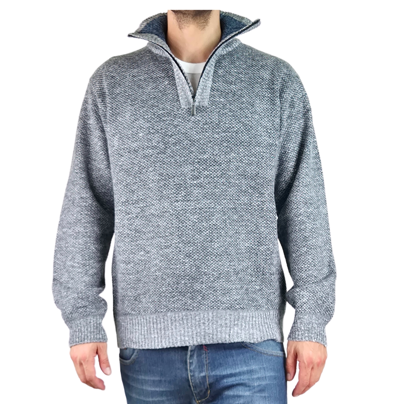 SWEATER FRIZADO TEJIDO HOMBRE CUELLO ALTO CIERRE COLORES 2092 - 1