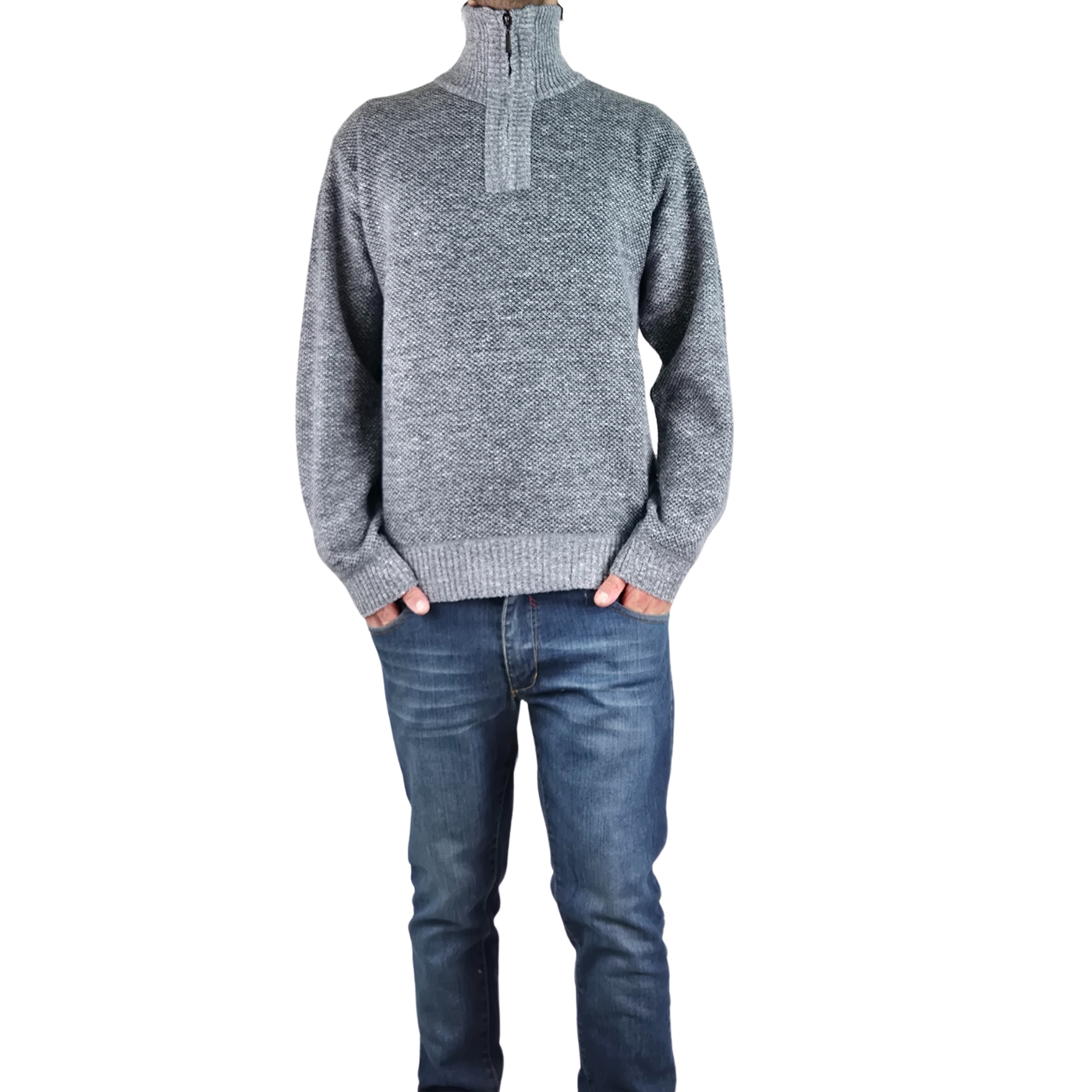 SWEATER FRIZADO TEJIDO HOMBRE CUELLO ALTO CIERRE COLORES 2092 - 3