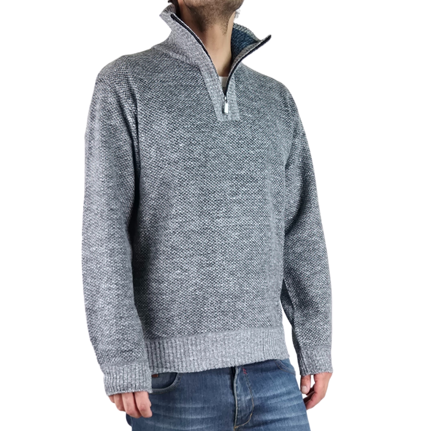 SWEATER FRIZADO TEJIDO HOMBRE CUELLO ALTO CIERRE COLORES 2092 - 4