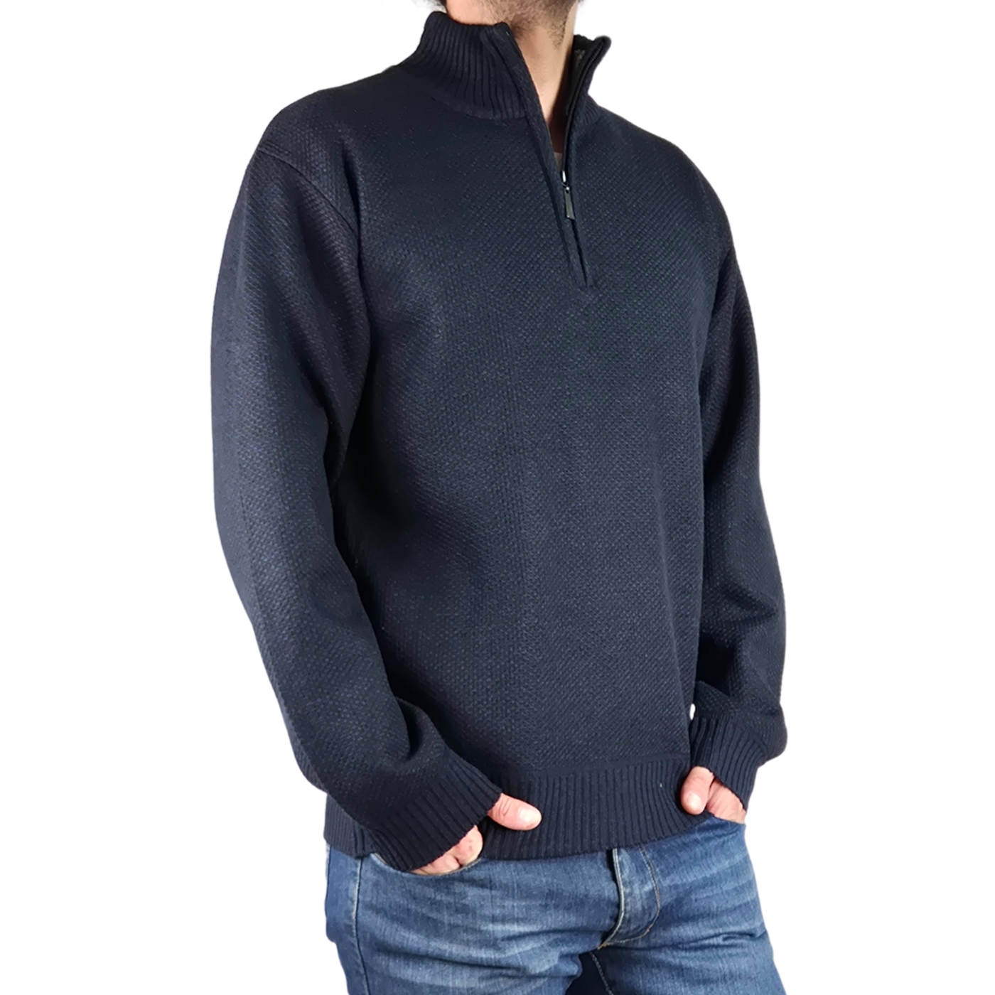 SWEATER HOMBRE FRIZADO TEJIDO CUELLO ALTO CIERRE COLORES 2097 - 2