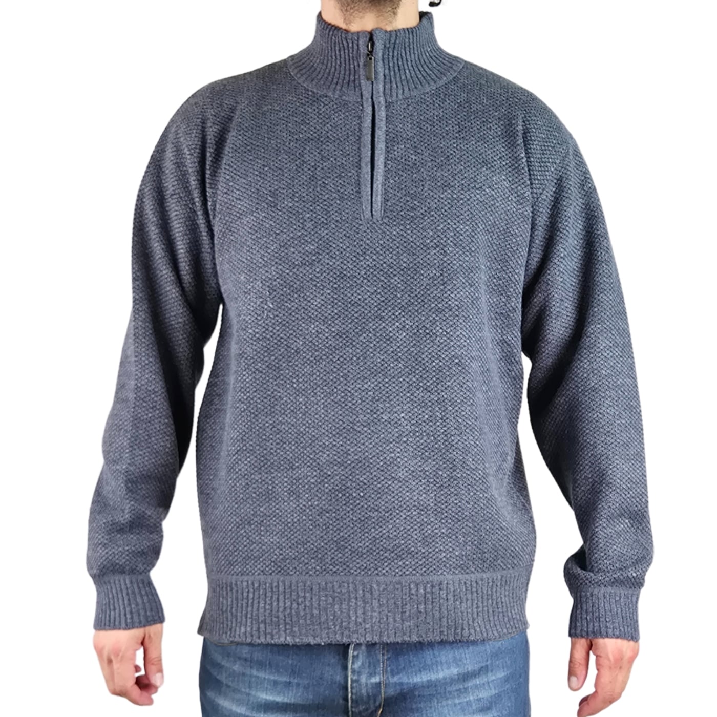 SWEATER HOMBRE FRIZADO TEJIDO CUELLO ALTO CIERRE COLORES 2097 - 2