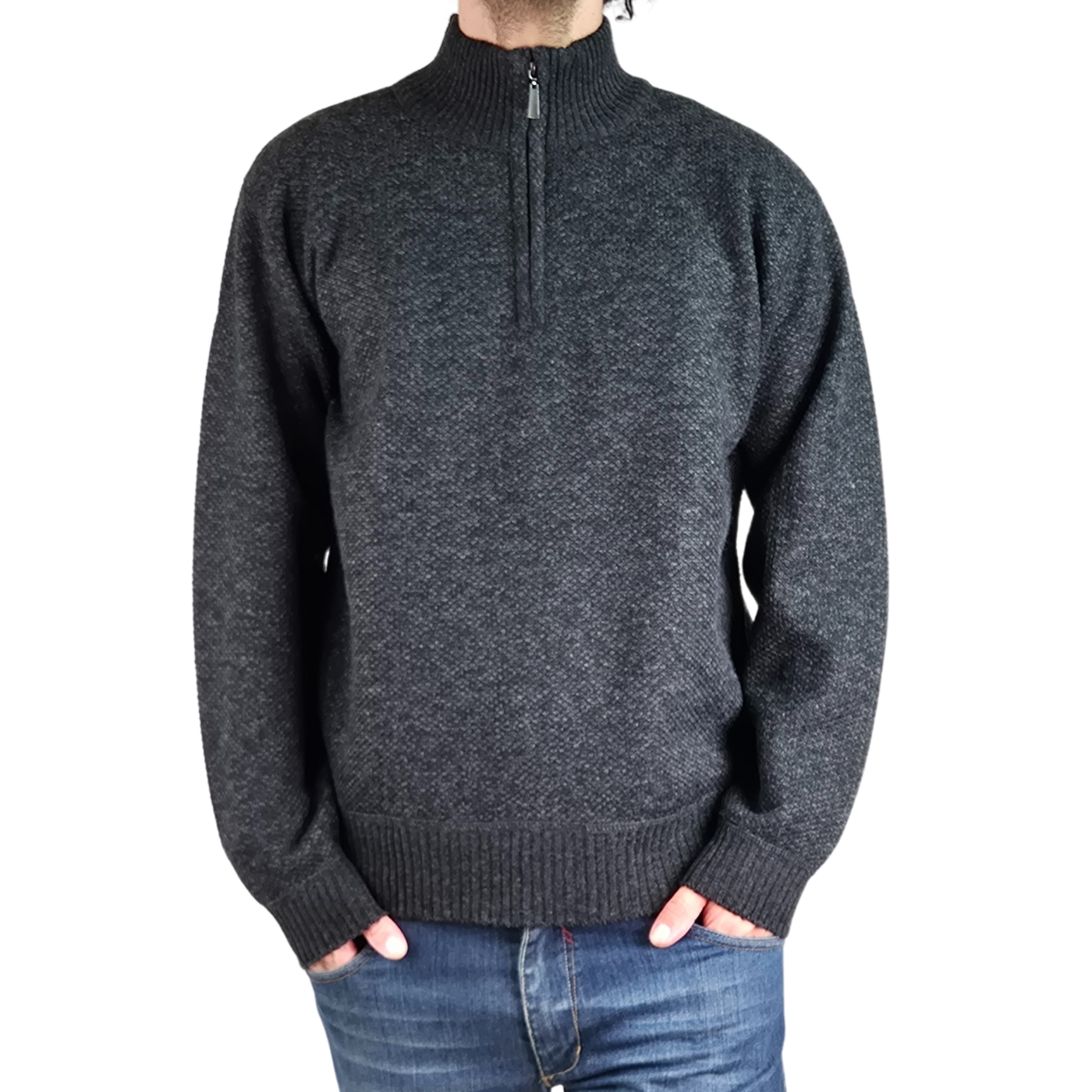SWEATER HOMBRE FRIZADO TEJIDO CUELLO ALTO CIERRE COLORES 2097 - 2