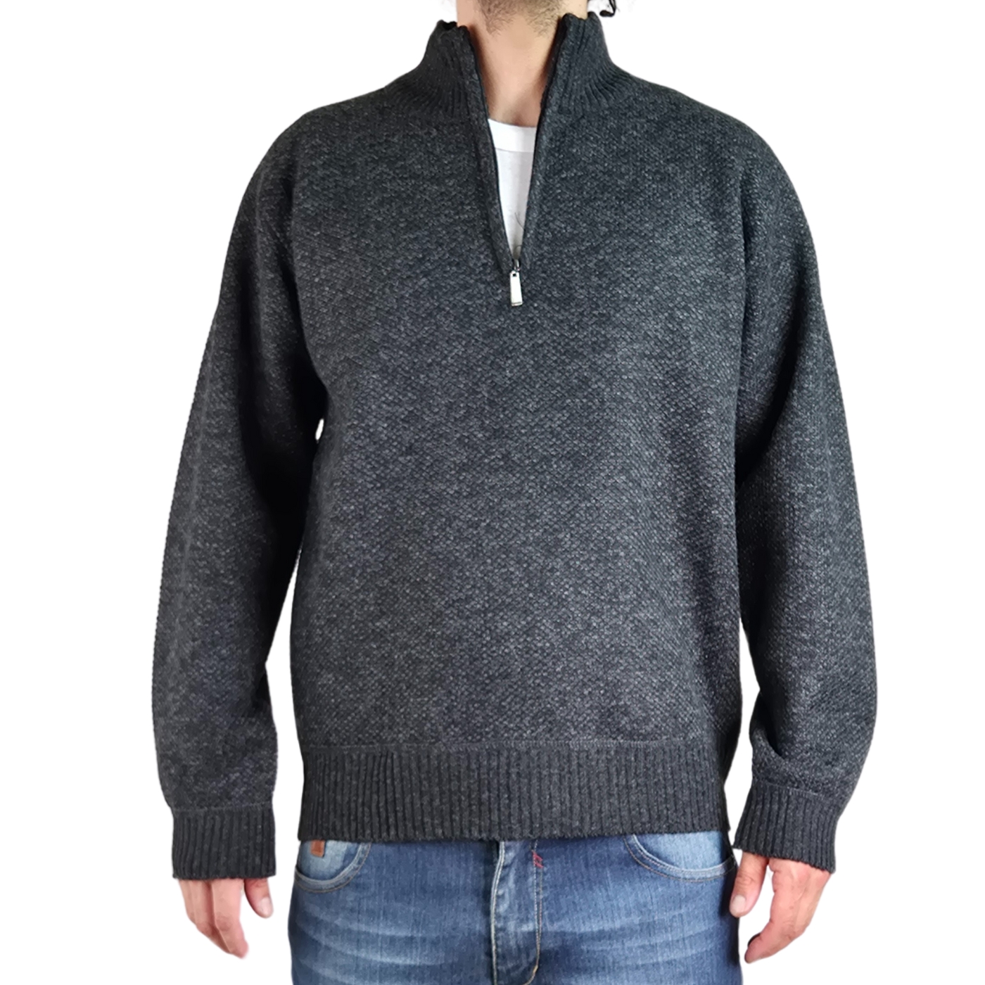 SWEATER HOMBRE FRIZADO TEJIDO CUELLO ALTO CIERRE COLORES 2097 - 3