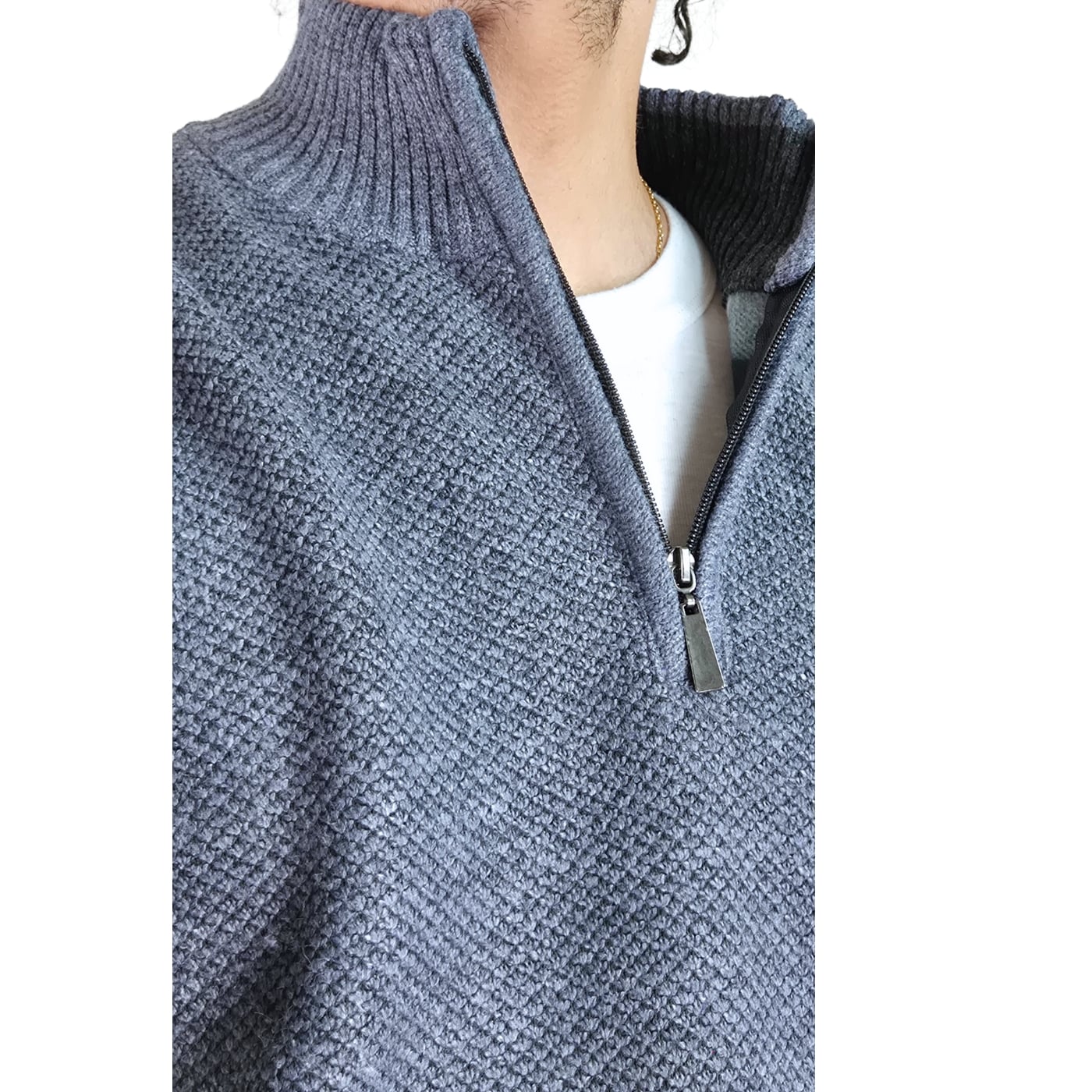 SWEATER HOMBRE FRIZADO TEJIDO CUELLO ALTO CIERRE COLORES 2097 - 4