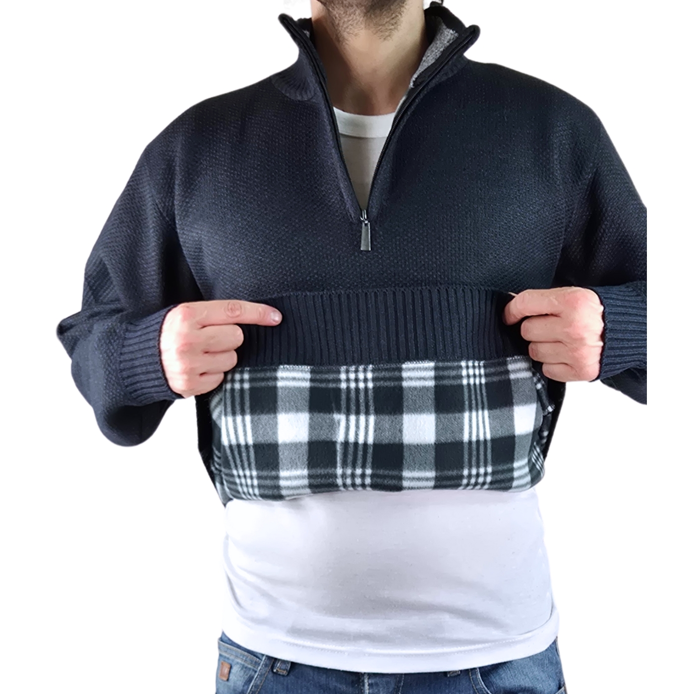 SWEATER HOMBRE FRIZADO TEJIDO CUELLO ALTO CIERRE COLORES 2097 - 5