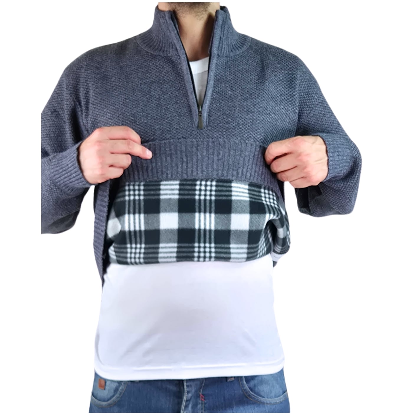 SWEATER HOMBRE FRIZADO TEJIDO CUELLO ALTO CIERRE COLORES 2097 - 5