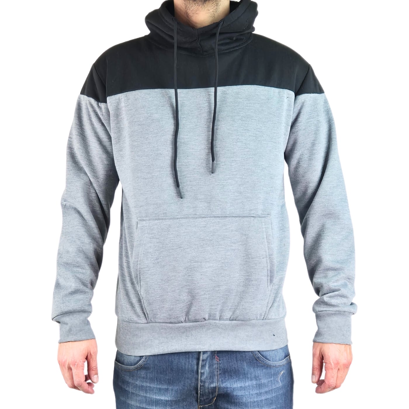 POLERON HOMBRE INVIERNO FORRO PIEL CON GORRO BI-COLOR 7498 - 1
