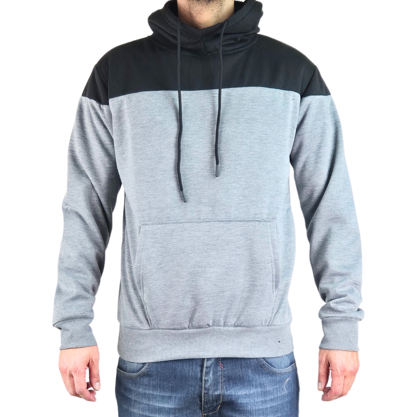 POLERON HOMBRE INVIERNO FORRO PIEL CON GORRO BI-COLOR 7498 - 1