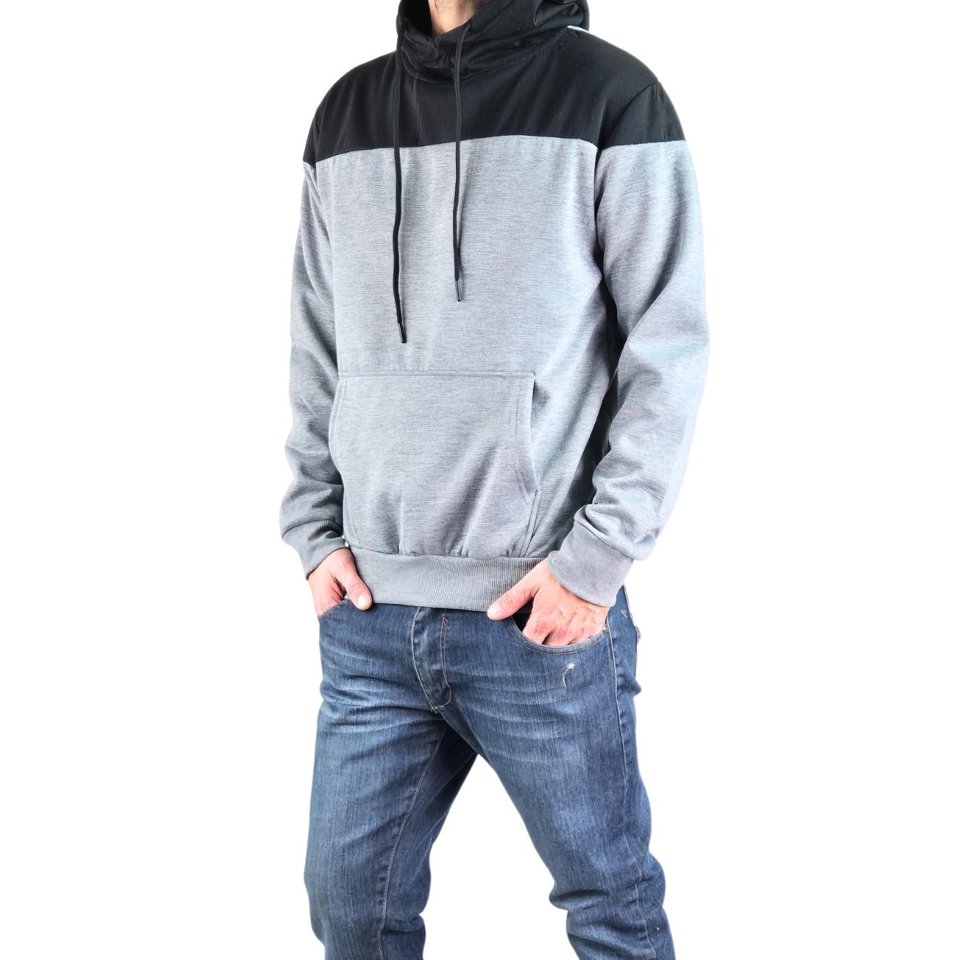 POLERON HOMBRE INVIERNO FORRO PIEL CON GORRO BI-COLOR 7498 - 2
