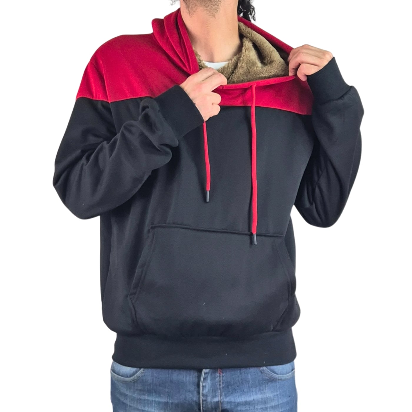 POLERON HOMBRE INVIERNO FORRO PIEL CON GORRO BI-COLOR 7498 - 3