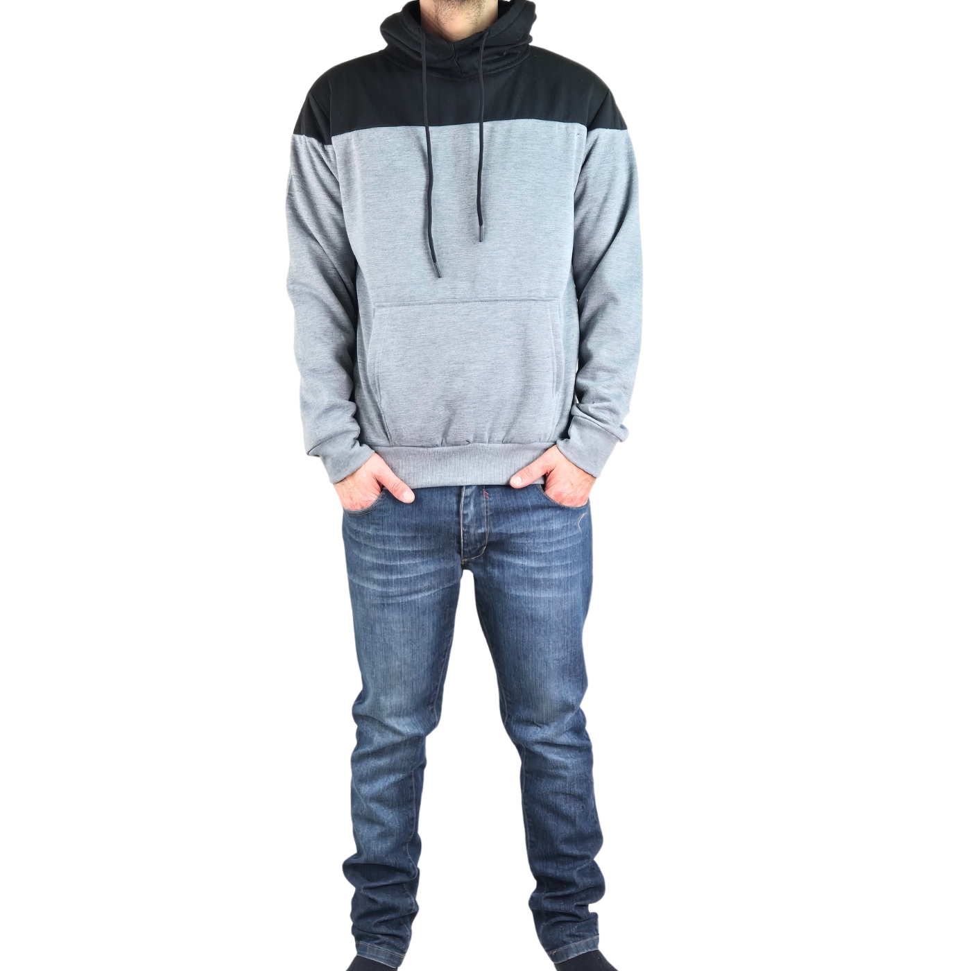 POLERON HOMBRE INVIERNO FORRO PIEL CON GORRO BI-COLOR 7498 - 3