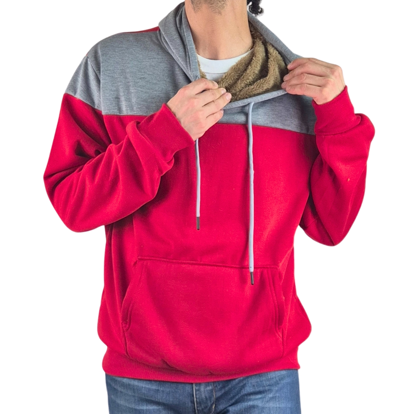 POLERON HOMBRE INVIERNO FORRO PIEL CON GORRO BI-COLOR 7498 - 4
