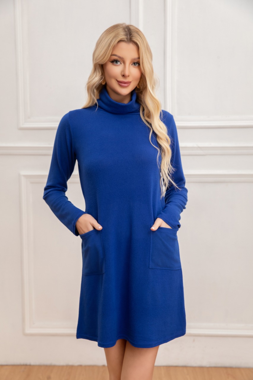 SWEATER MINI VESTIDO CORTO TEJIDO MUJER CUELLO ALTO DOBLE 2001 - 3
