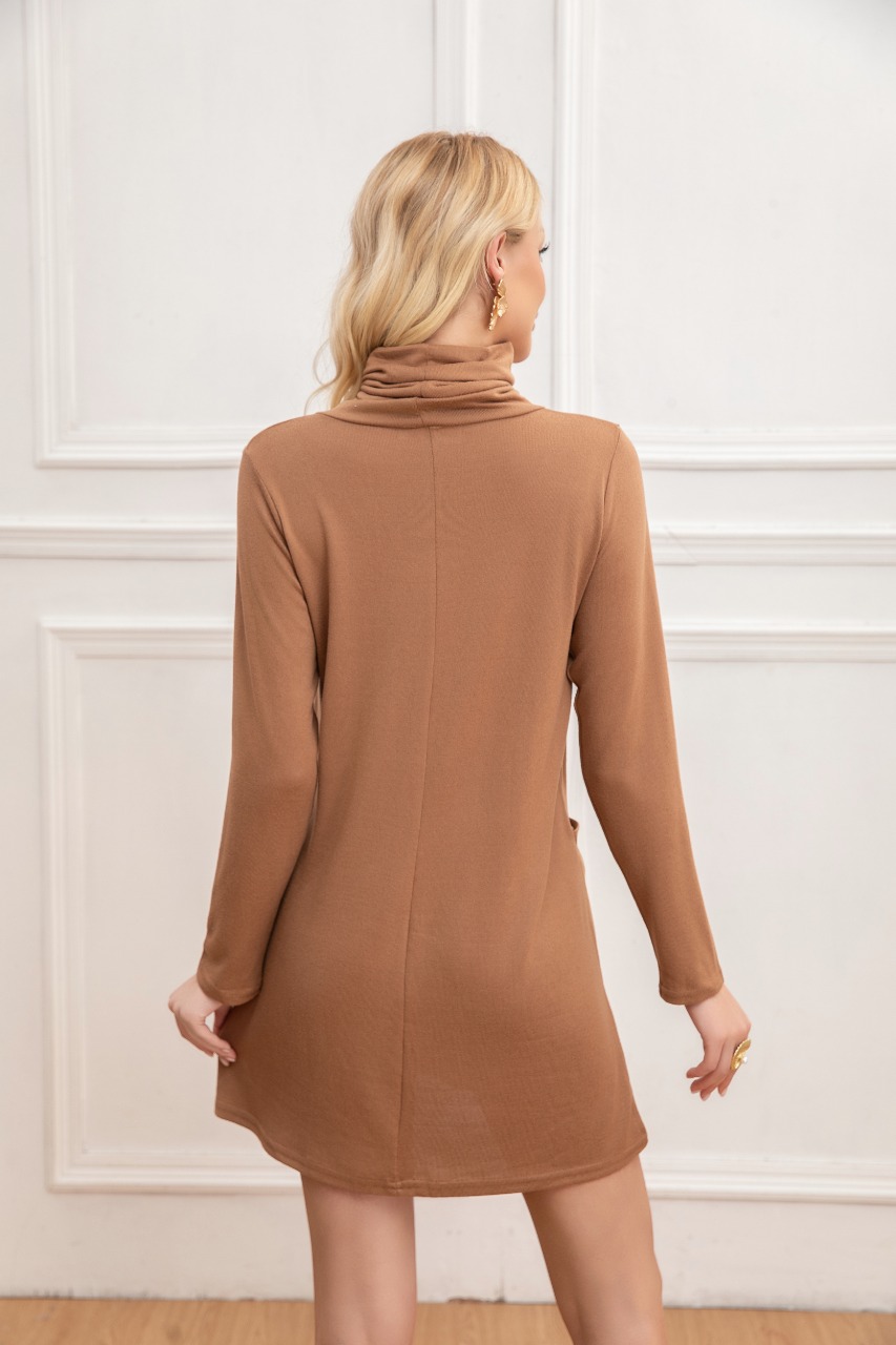 SWEATER MINI VESTIDO CORTO TEJIDO MUJER CUELLO ALTO DOBLE 2001 - 4