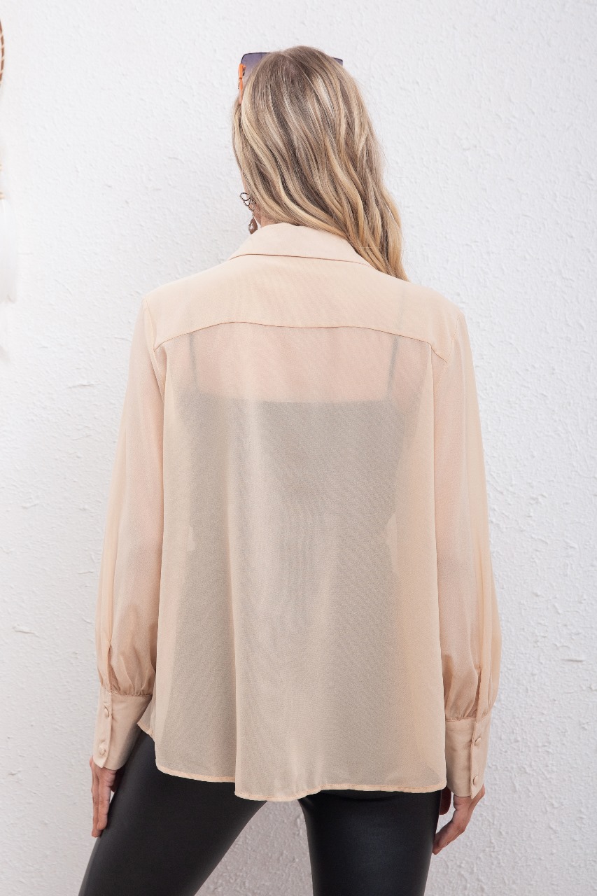 BLUSA MUJER MANGA LARGA TRANSPARENCIA FORMAL CASUAL EVENTOS 307 - 3
