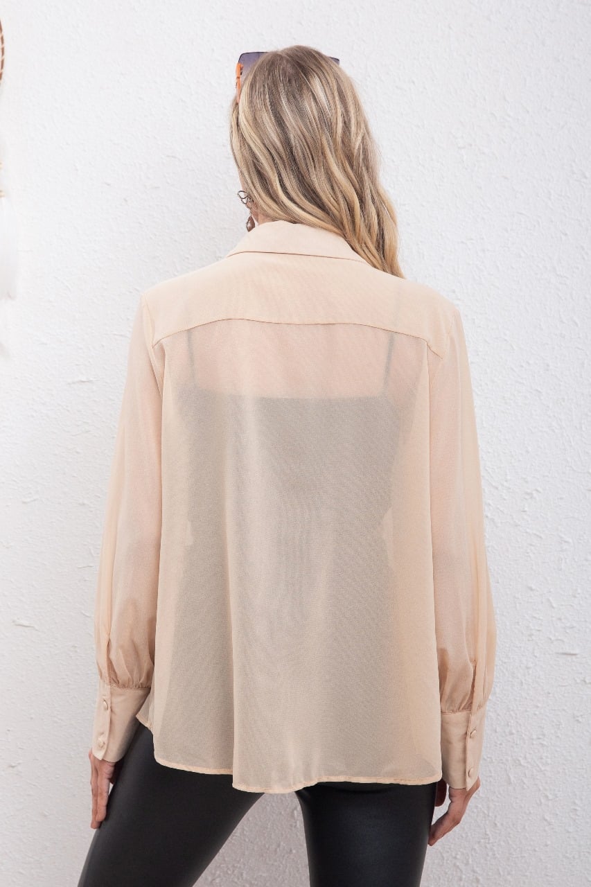 BLUSA MUJER MANGA LARGA TRANSPARENCIA FORMAL CASUAL EVENTOS 307 - 3