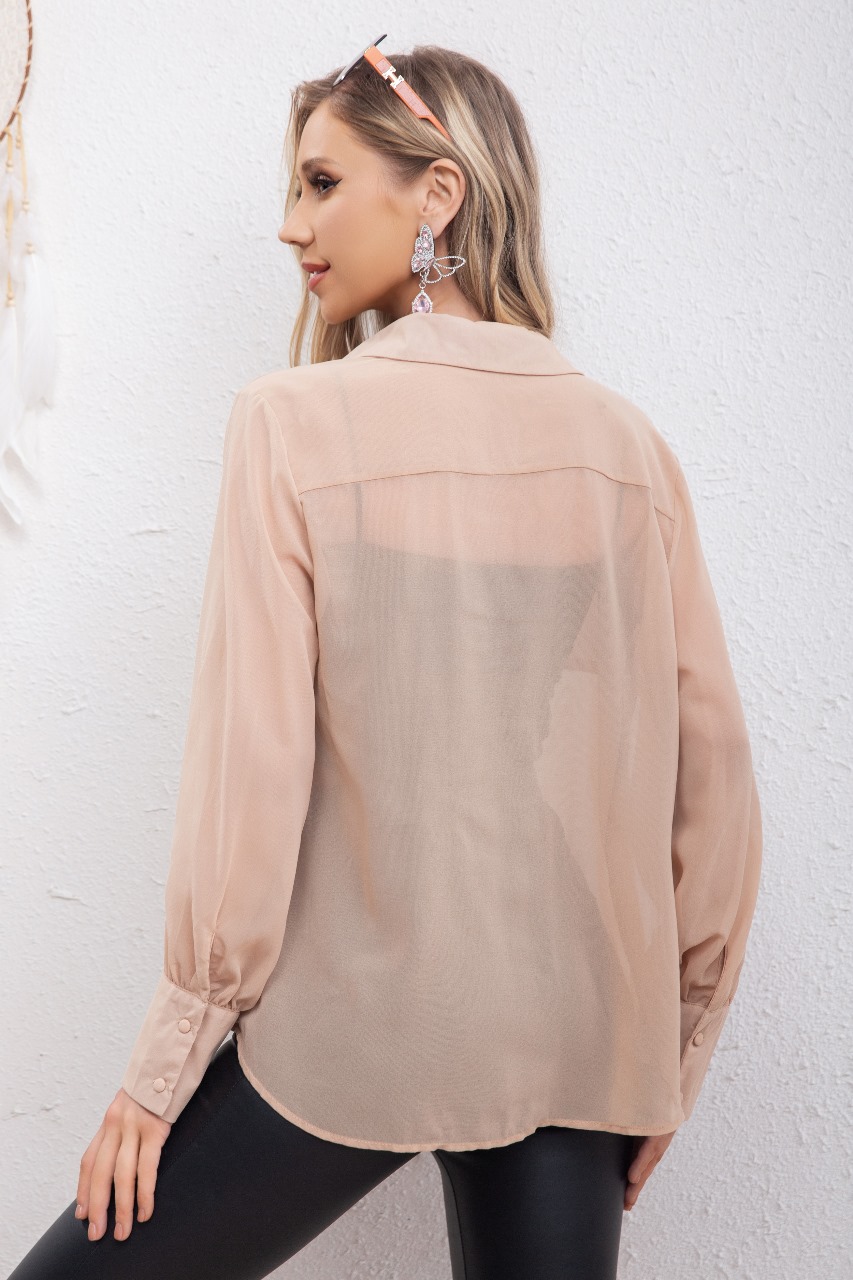 BLUSA MUJER MANGA LARGA TRANSPARENCIA FORMAL CASUAL EVENTOS 307 - 3