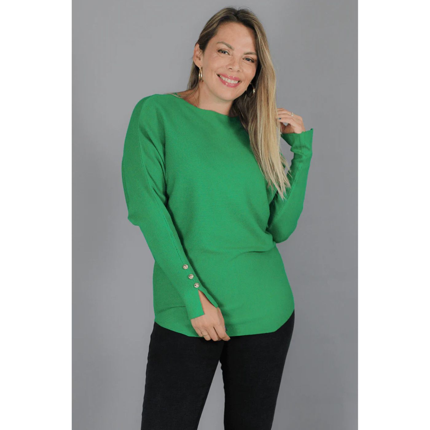 SWEATER MUJER MANGA LARGA MURCIÉLAGO TEJIDO BOTONES 6020 - 1