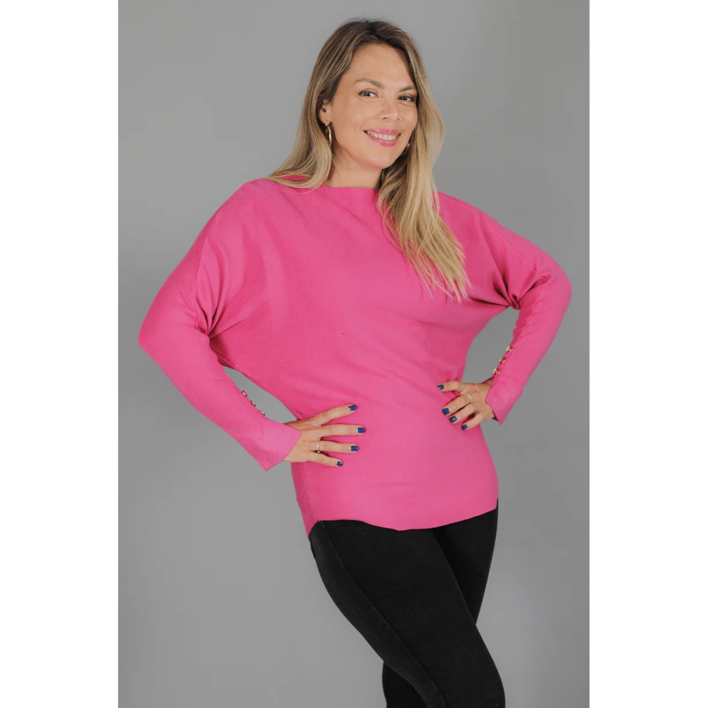 SWEATER MUJER MANGA LARGA MURCIÉLAGO TEJIDO BOTONES 6020 - 1