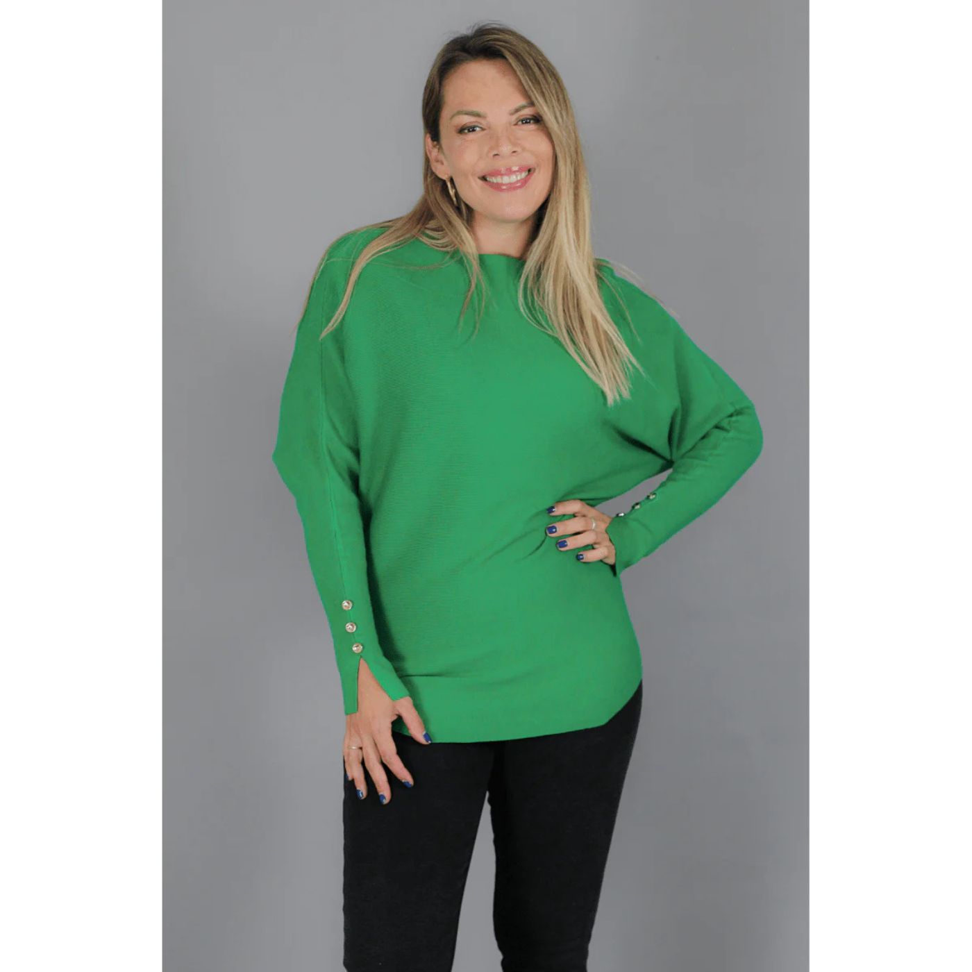 SWEATER MUJER MANGA LARGA MURCIÉLAGO TEJIDO BOTONES 6020 - 2