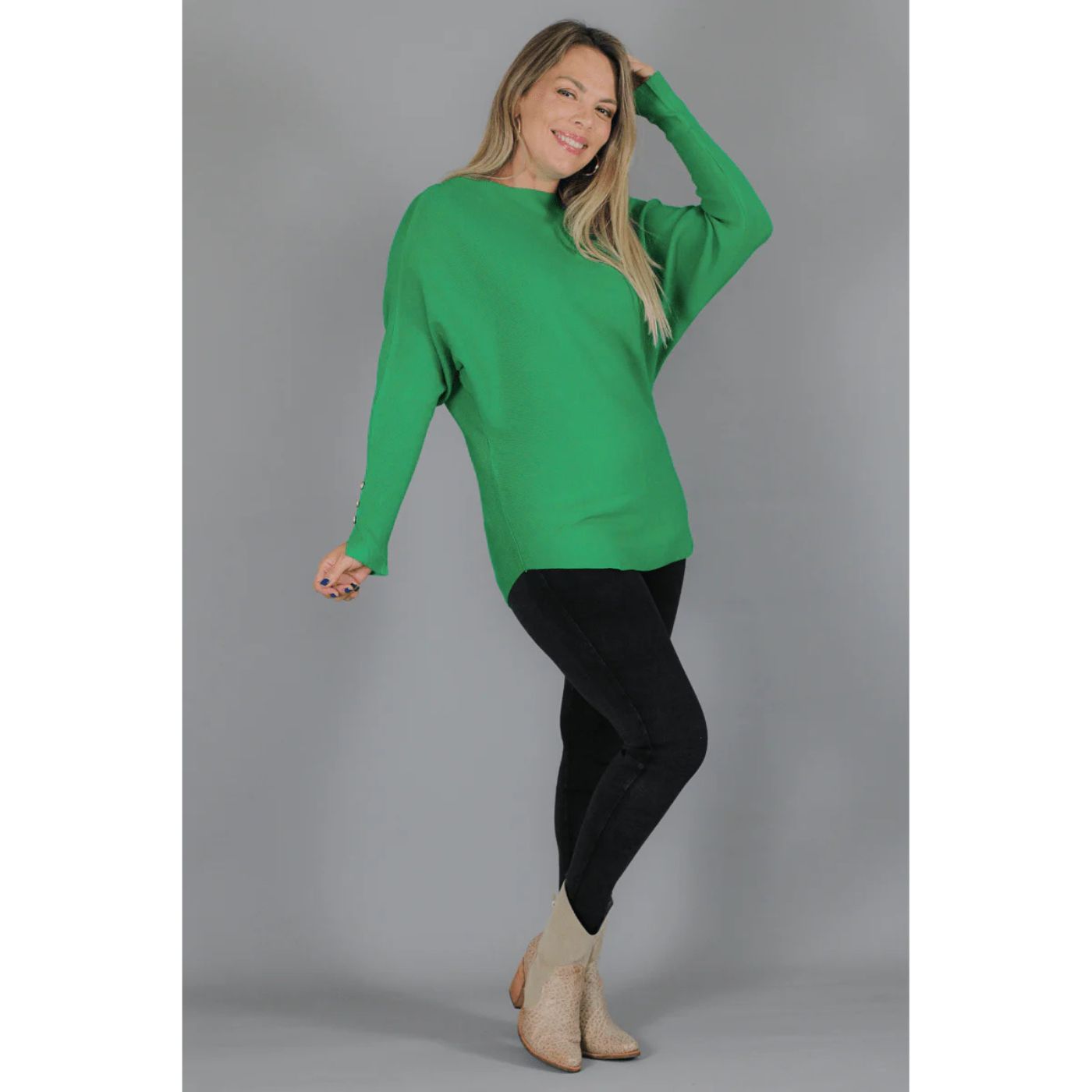 SWEATER MUJER MANGA LARGA MURCIÉLAGO TEJIDO BOTONES 6020 - 3