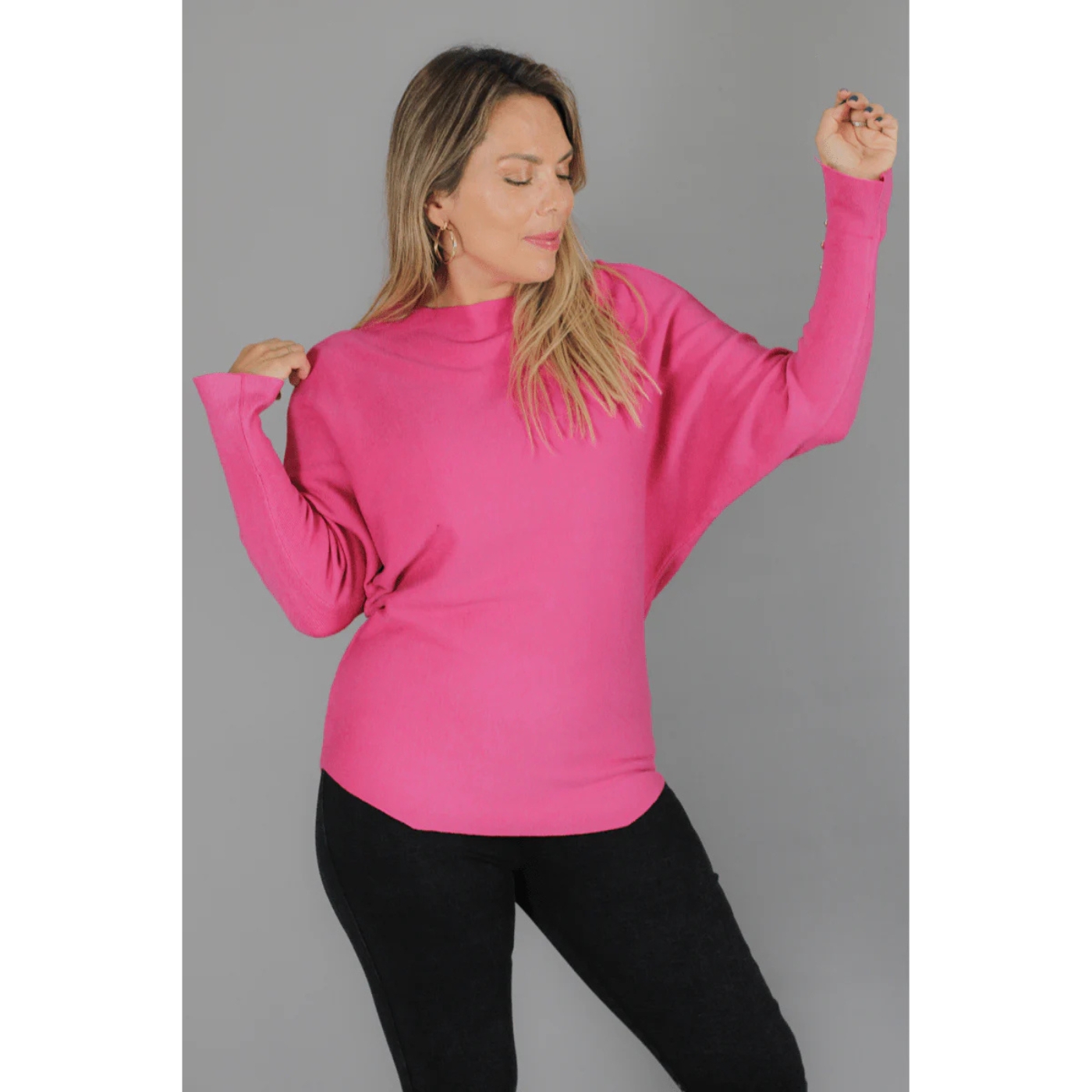 SWEATER MUJER MANGA LARGA MURCIÉLAGO TEJIDO BOTONES 6020 - 3