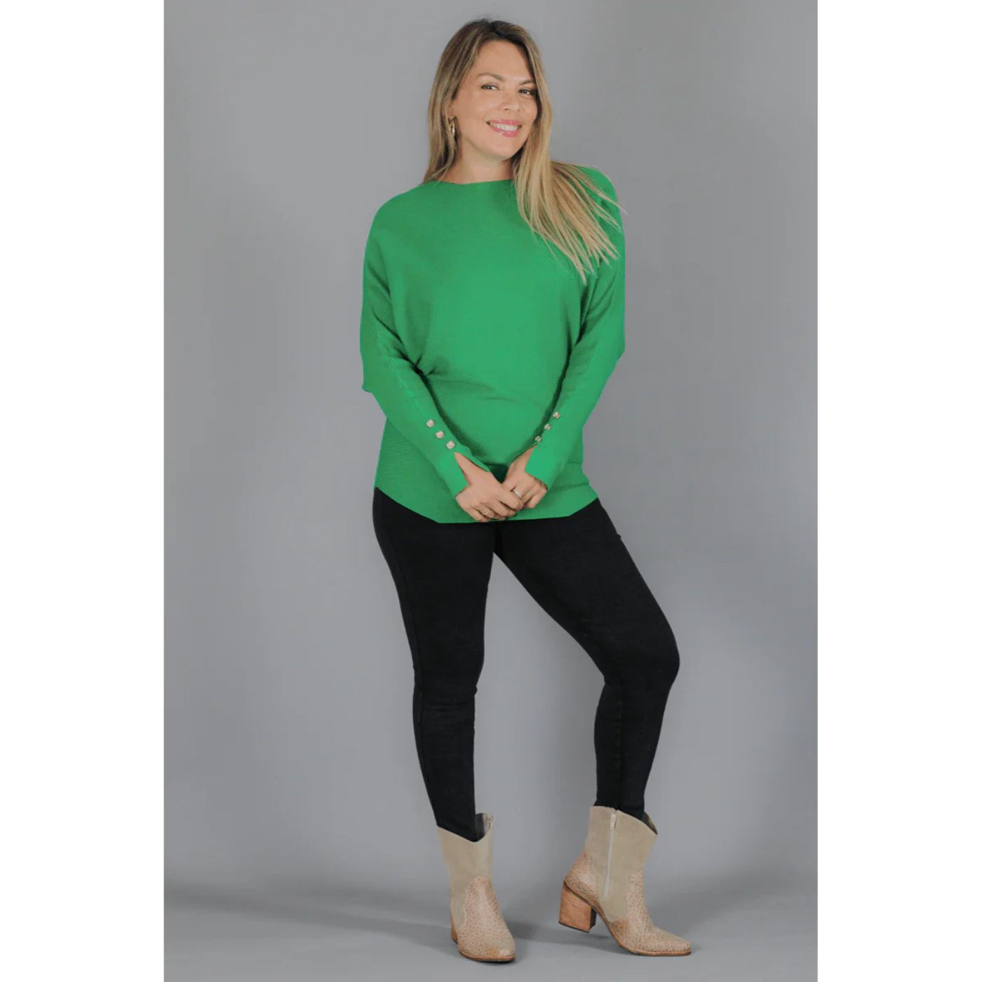 SWEATER MUJER MANGA LARGA MURCIÉLAGO TEJIDO BOTONES 6020 - 4