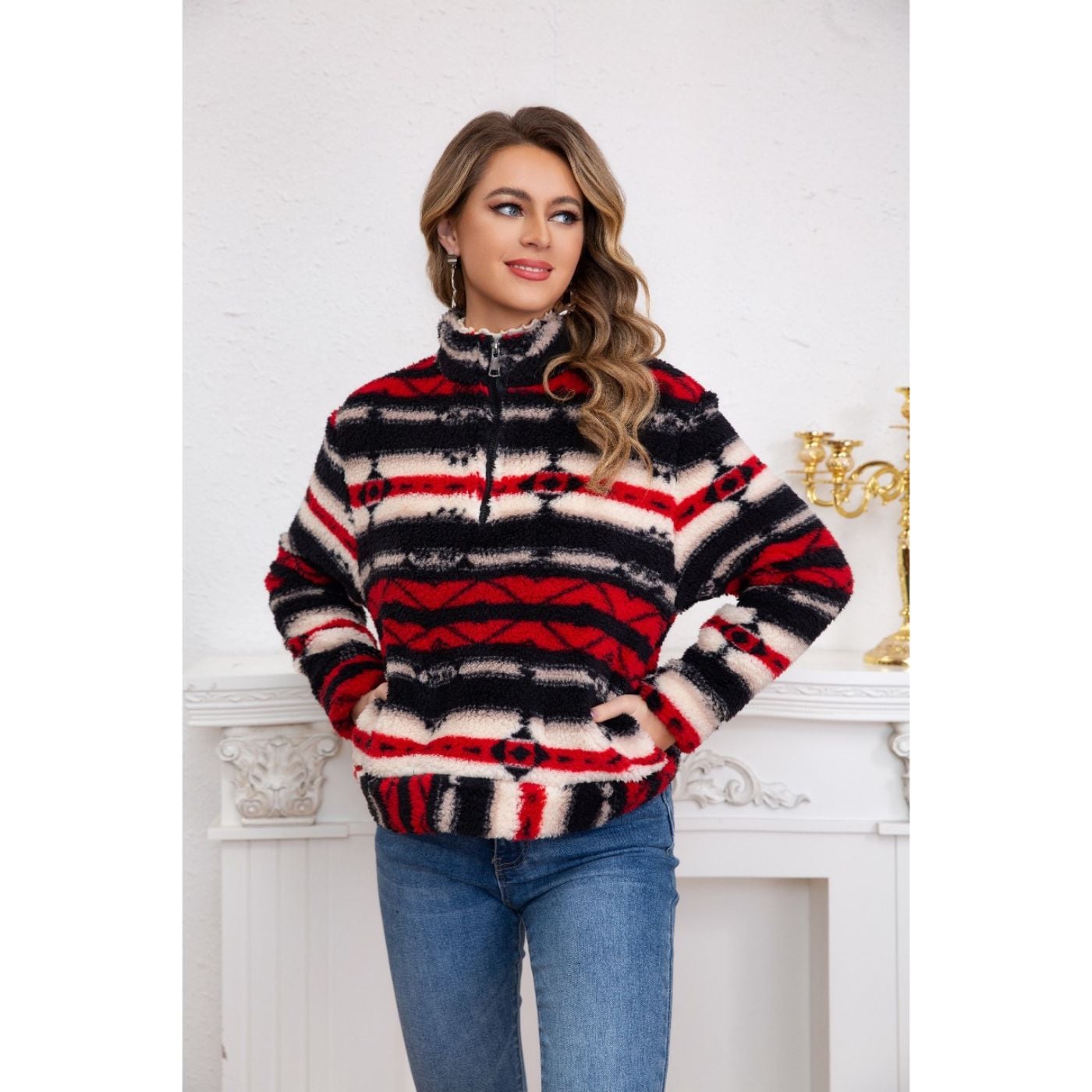 POLERÓN PELUDO ÉTNICO OTOÑO INVIERNO CHAQUETA MUJER 6078 - 1
