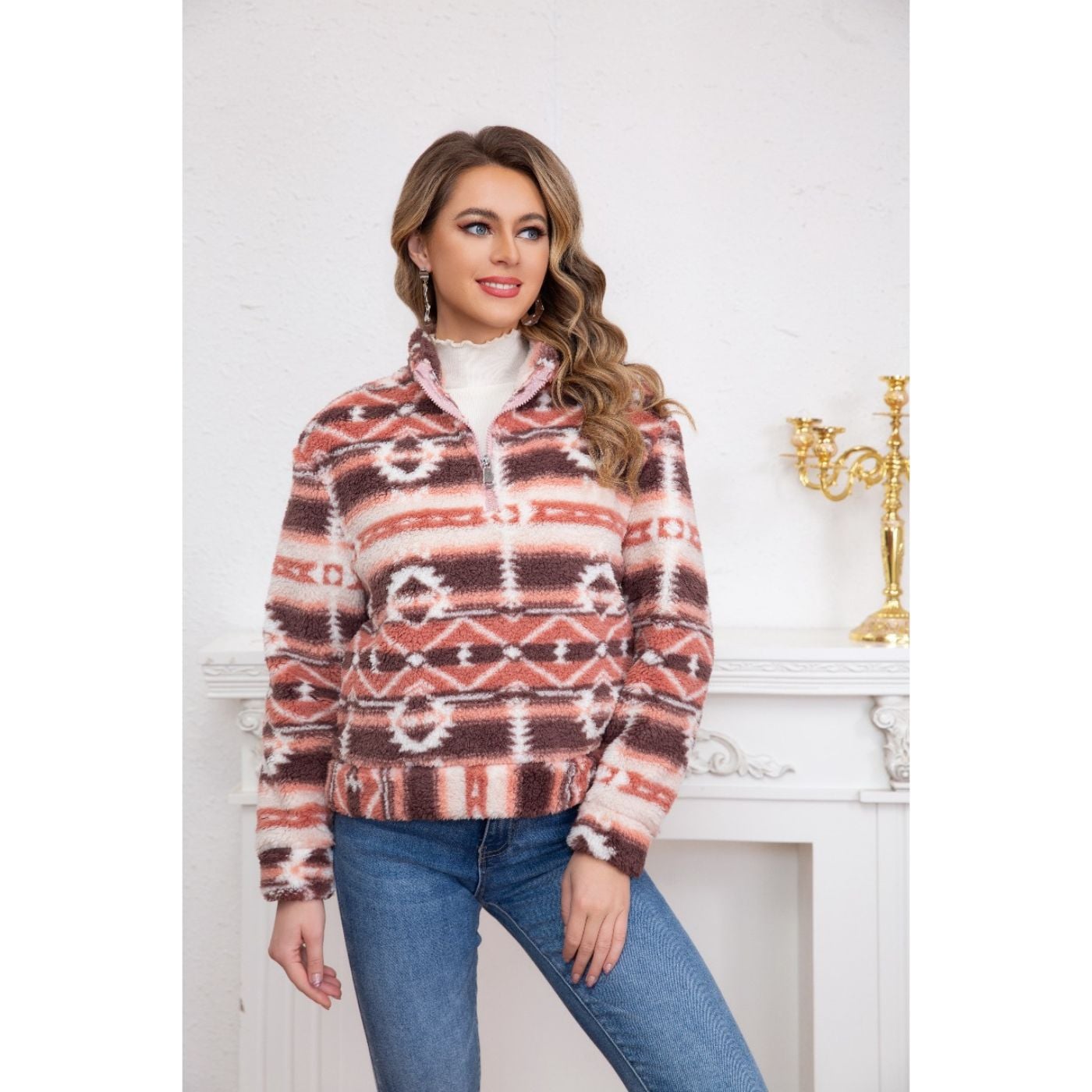 POLERÓN PELUDO ÉTNICO OTOÑO INVIERNO CHAQUETA MUJER 6078 - 1