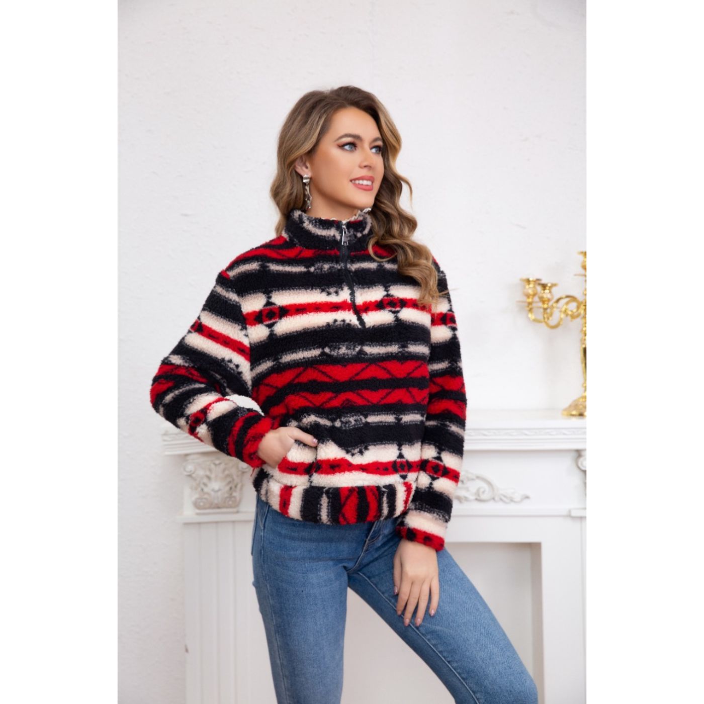 POLERÓN PELUDO ÉTNICO OTOÑO INVIERNO CHAQUETA MUJER 6078 - 2