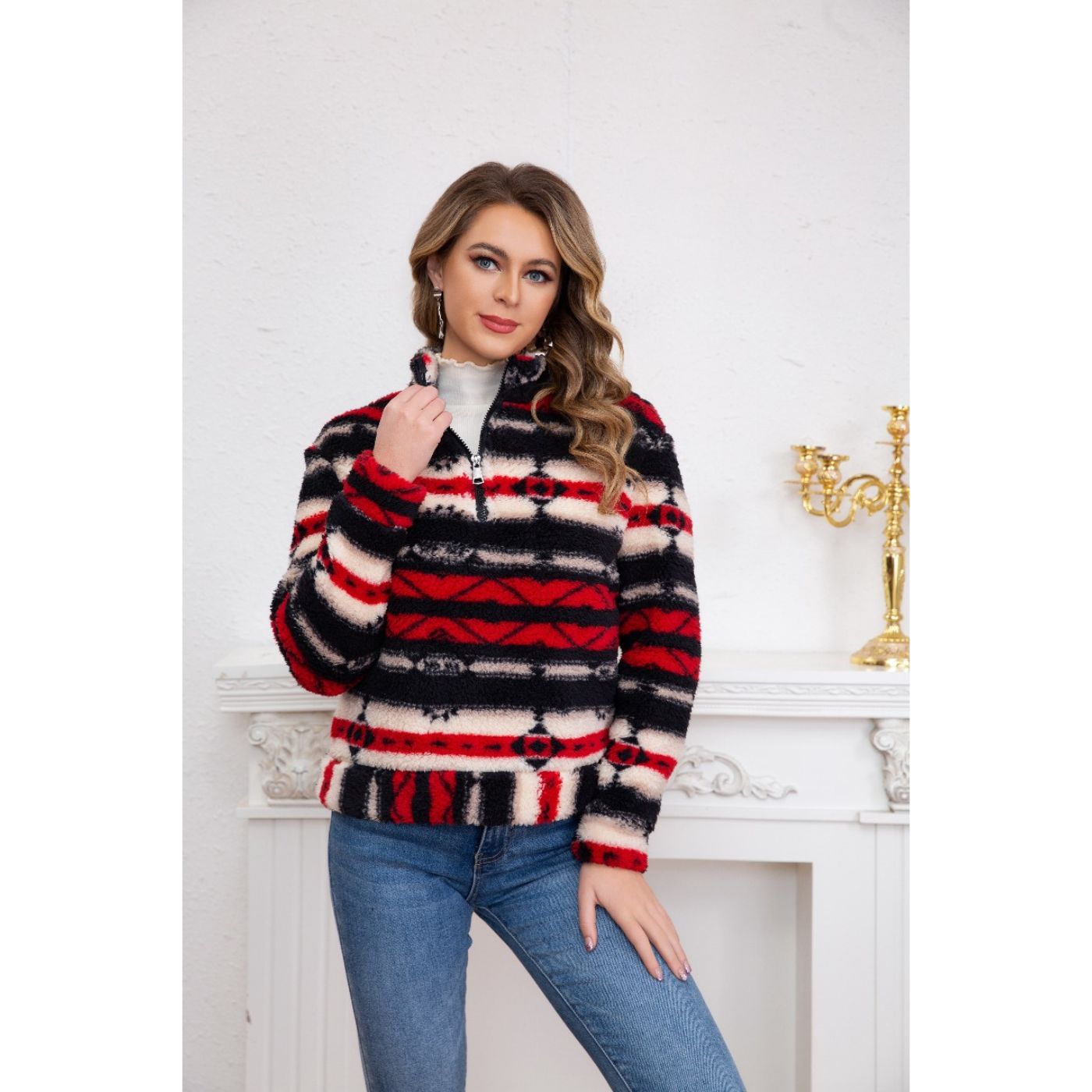 POLERÓN PELUDO ÉTNICO OTOÑO INVIERNO CHAQUETA MUJER 6078 - 3