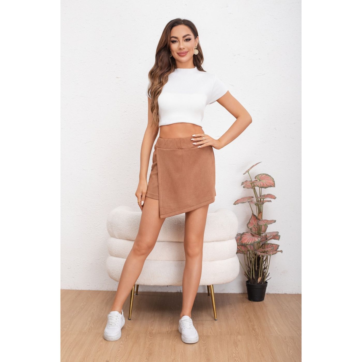 MINI FALDA SHORT MUJER LISO JUVENIL CASUAL TENDENCIA 0124 - 1