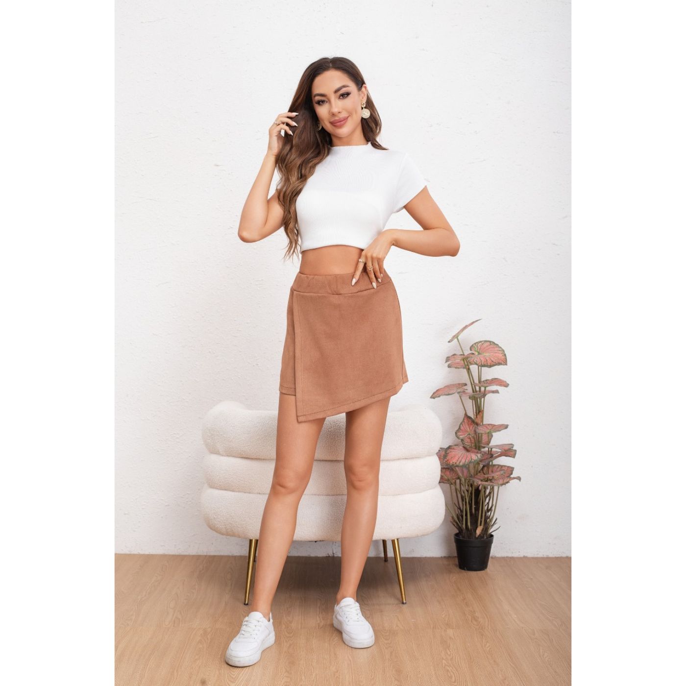 MINI FALDA SHORT MUJER LISO JUVENIL CASUAL TENDENCIA 0124 - 2
