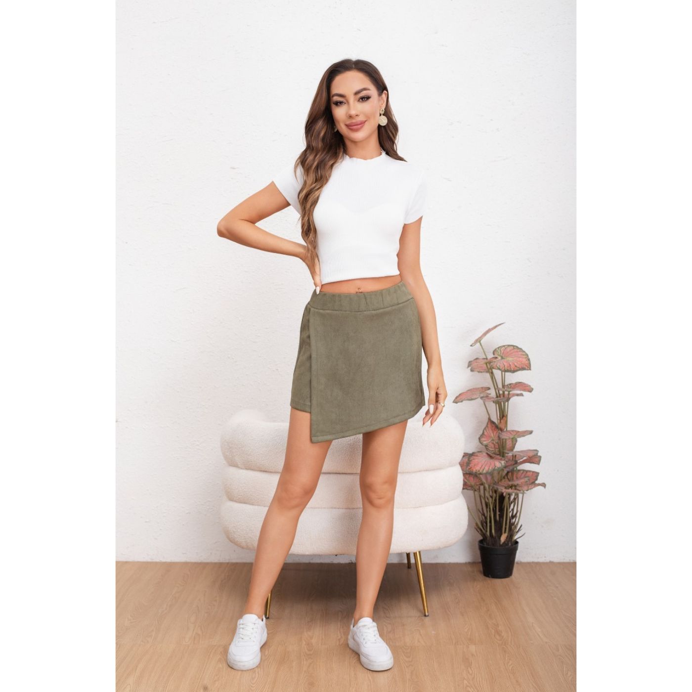 MINI FALDA SHORT MUJER LISO JUVENIL CASUAL TENDENCIA 0124 - 2