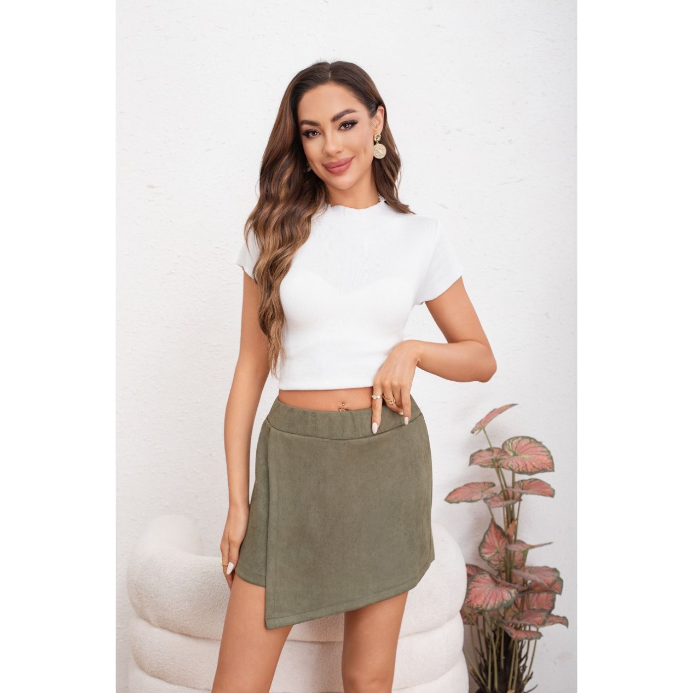MINI FALDA SHORT MUJER LISO JUVENIL CASUAL TENDENCIA 0124 - 3
