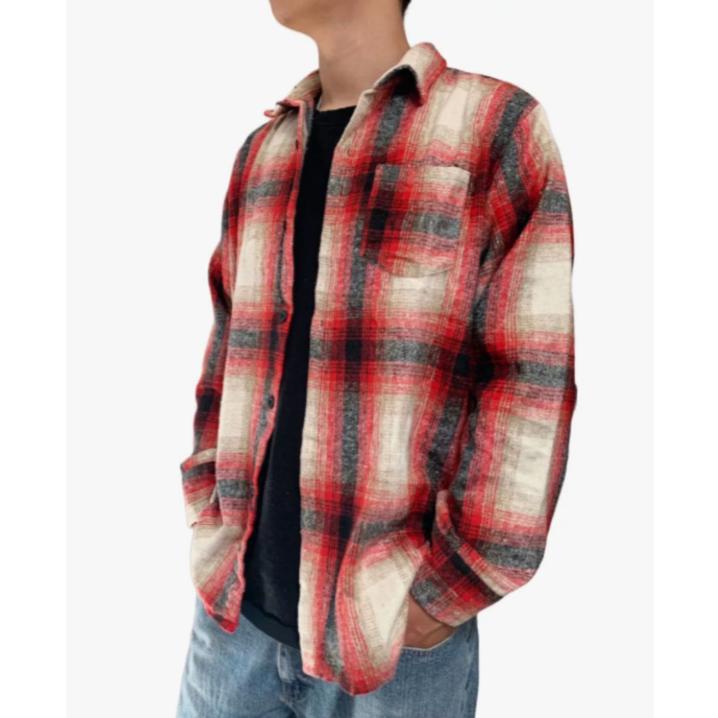 CAMISA ALGODON LEÑADORA JASPEADA A CUADROS HOMBRE INVIERNO 0035 - 1
