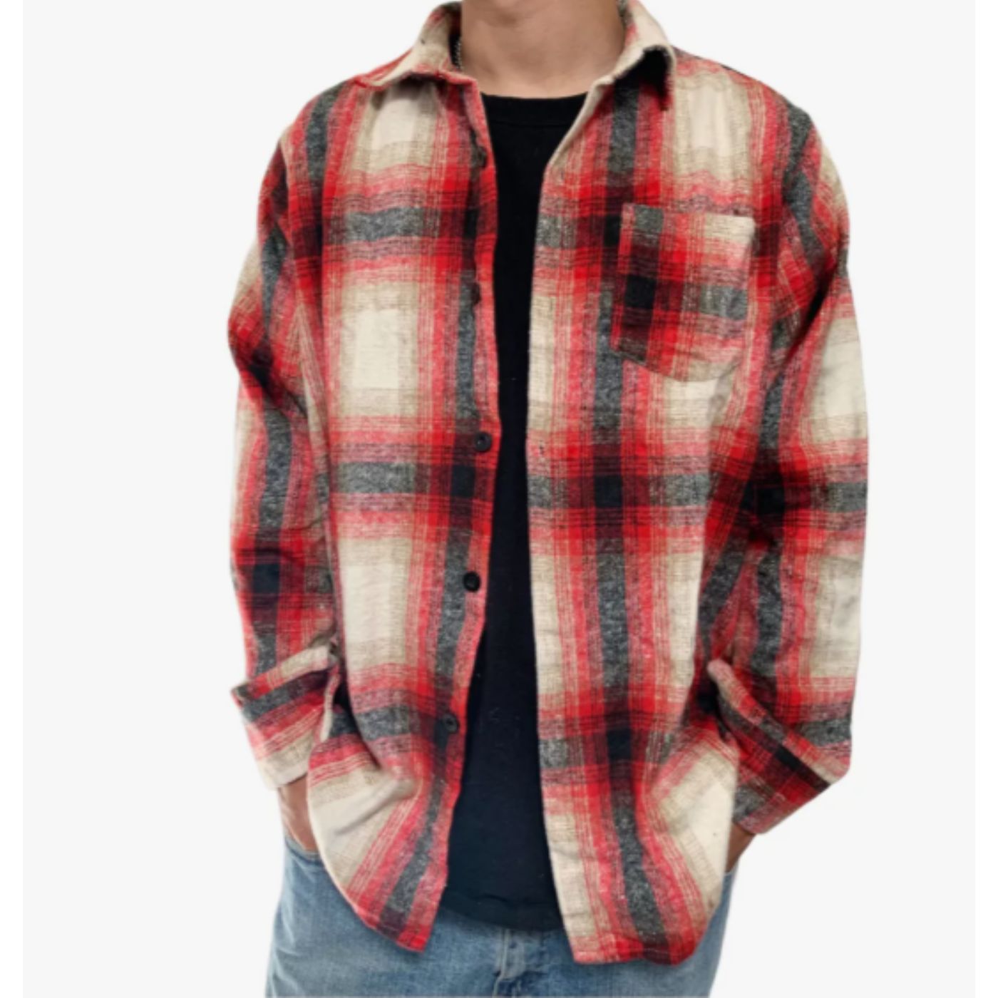 CAMISA ALGODON LEÑADORA JASPEADA A CUADROS HOMBRE INVIERNO 0035 - 2