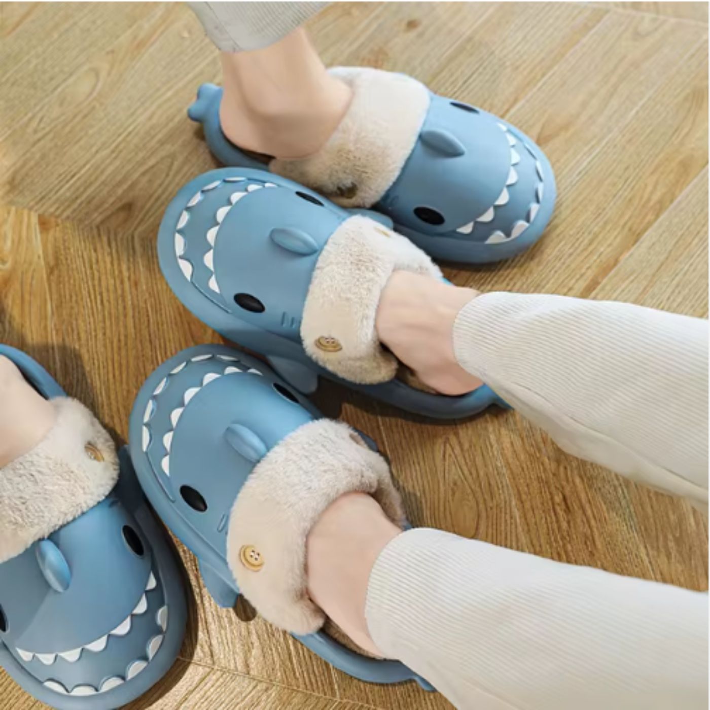 PANTUFLA ZAPATO DE DESCANSO DISEÑOS TIBURÓN FORRO PIEL TENDENCIA. 934 - 6