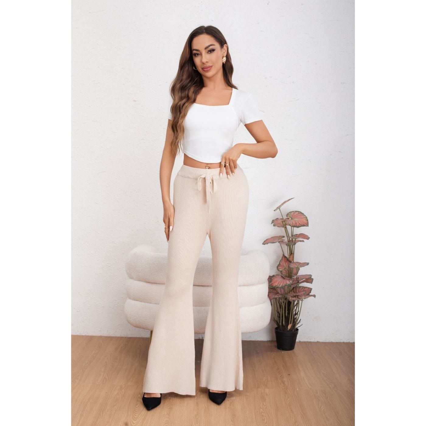 PANTALON CALZA MUJER FLARE LANILLA TIRO ALTO FULL ELASTICADO 5050 - 1