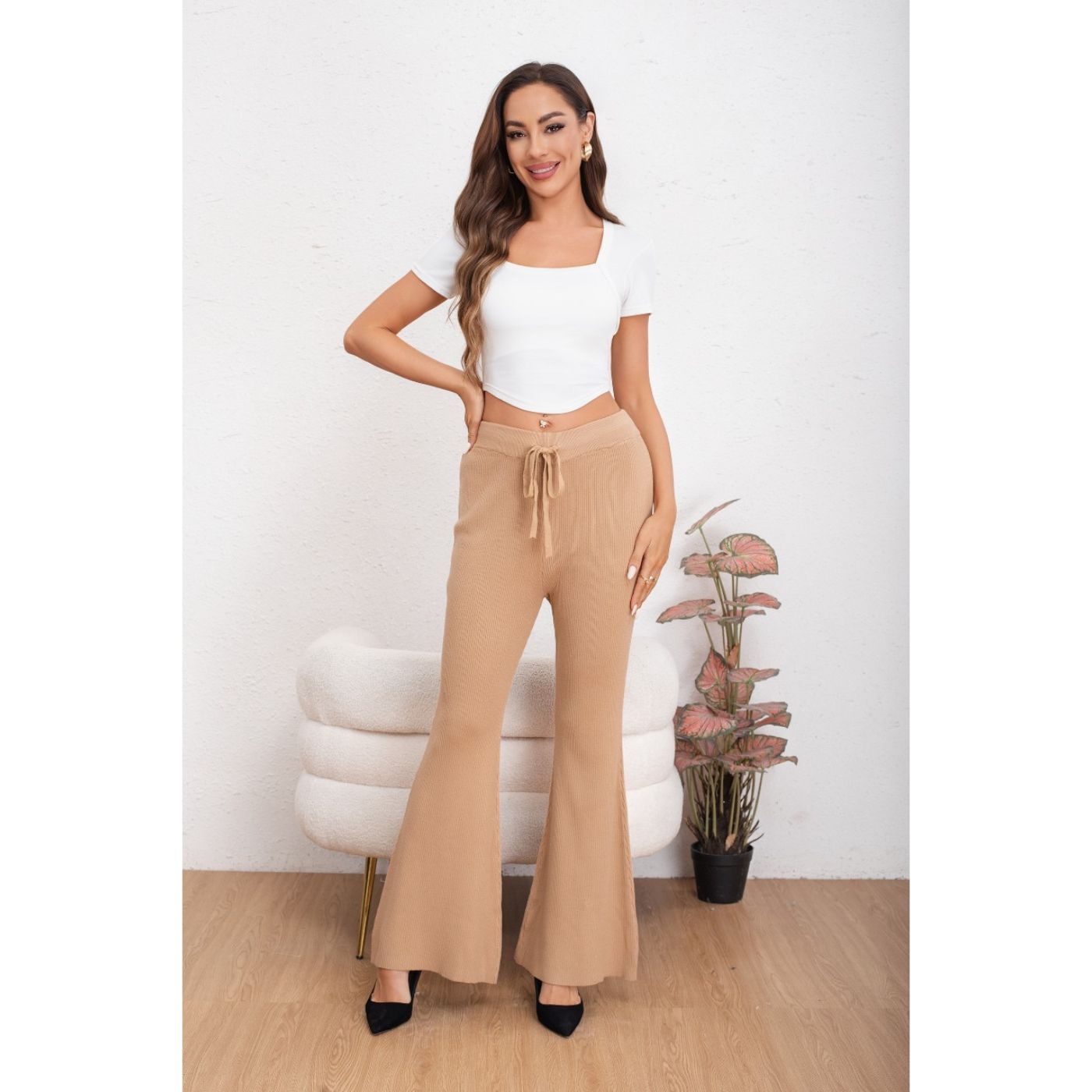 PANTALON CALZA MUJER FLARE LANILLA TIRO ALTO FULL ELASTICADO 5050 - 1