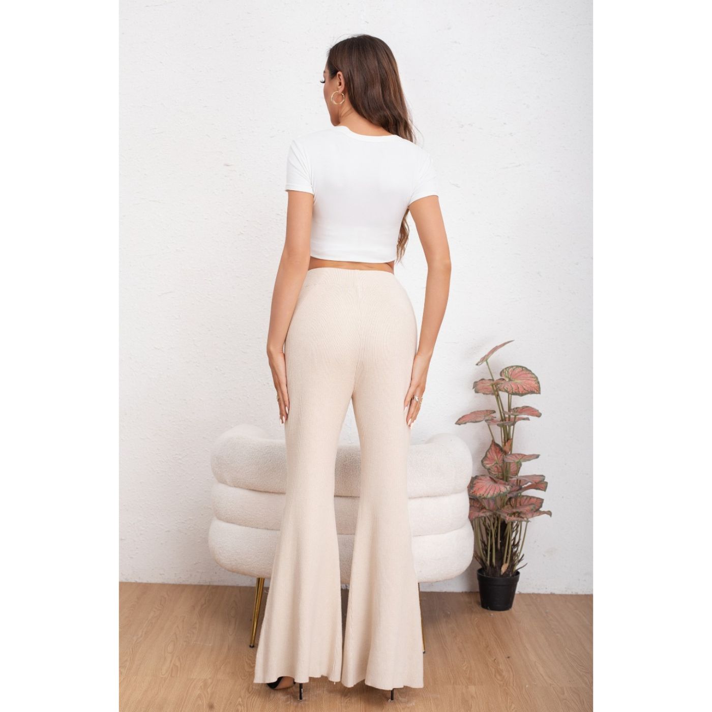 PANTALON CALZA MUJER FLARE LANILLA TIRO ALTO FULL ELASTICADO 5050 - 4