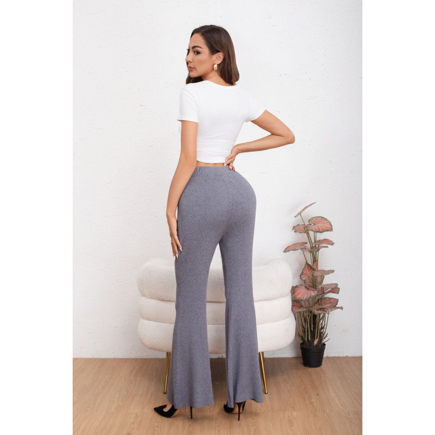 PANTALON CALZA MUJER FLARE LANILLA TIRO ALTO FULL ELASTICADO 5050 - 4