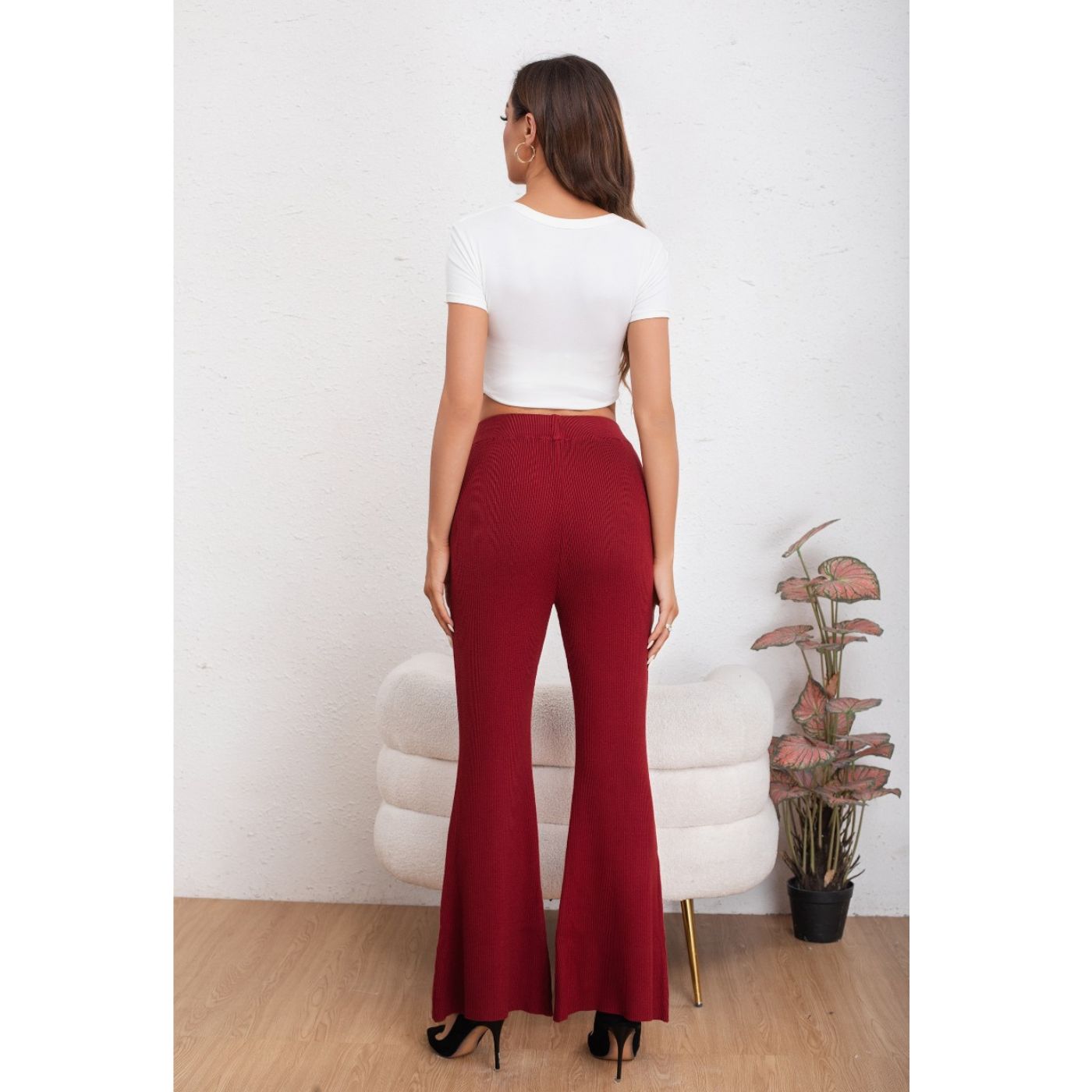 PANTALON CALZA MUJER FLARE LANILLA TIRO ALTO FULL ELASTICADO 5050 - 4