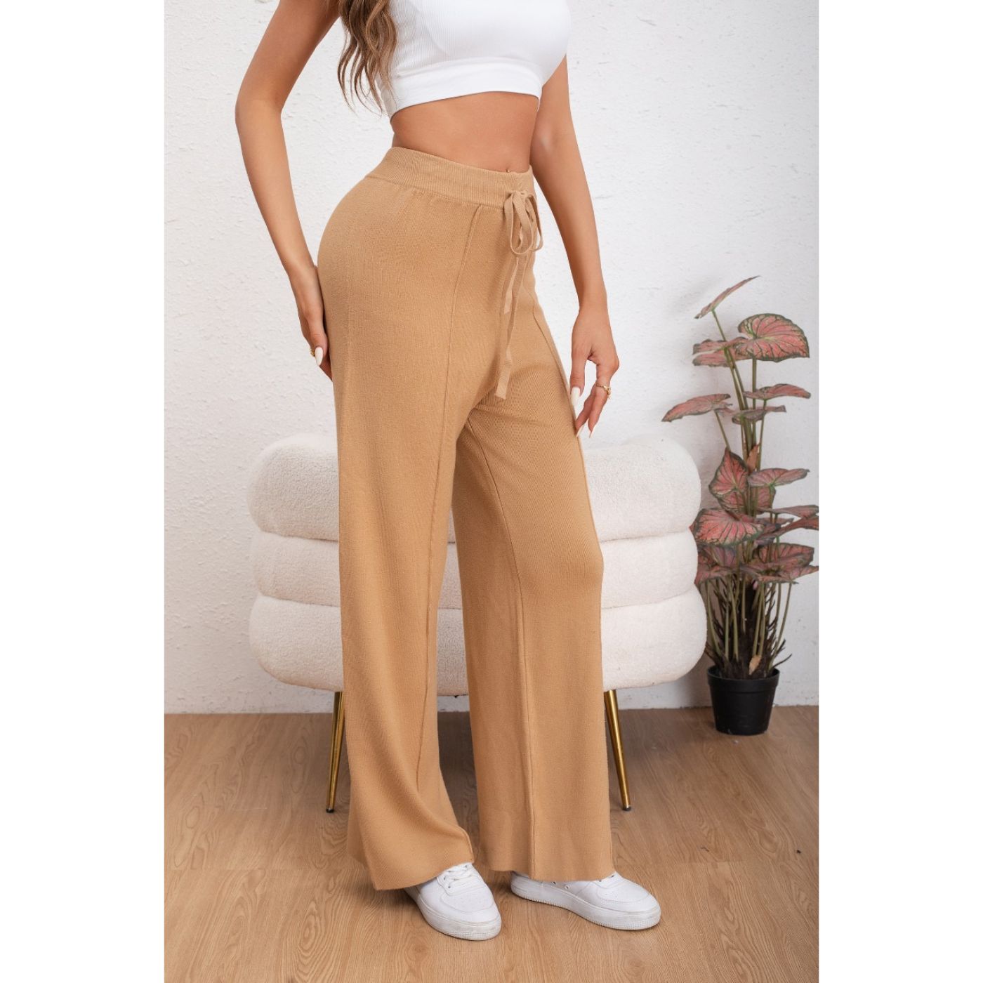 PANTALON MUJER TIPO PALAZZO LANILLA TIRO ALTO FULL ELASTICADO 5056 - 2