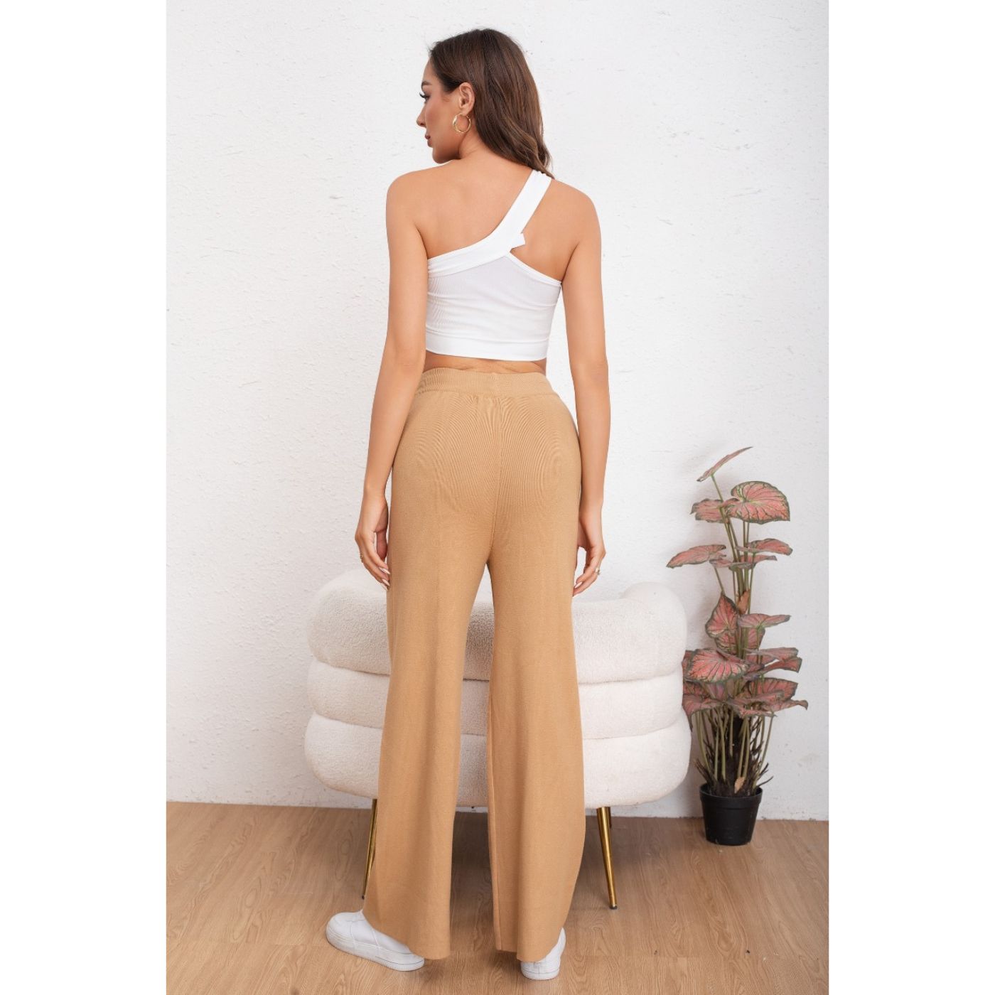 PANTALON MUJER TIPO PALAZZO LANILLA TIRO ALTO FULL ELASTICADO 5056 - 3
