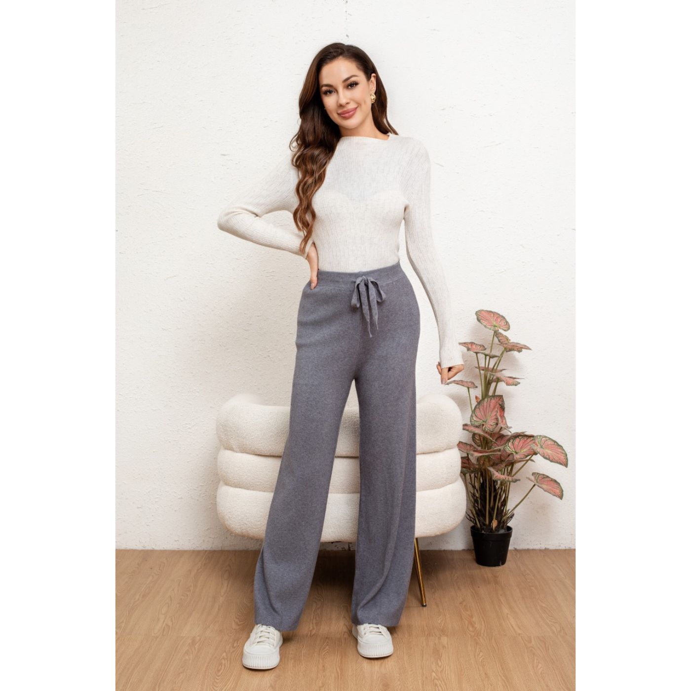 PANTALON MUJER RECTO LANILLA TIRO ALTO FULL ELASTICADO 5053 - 1