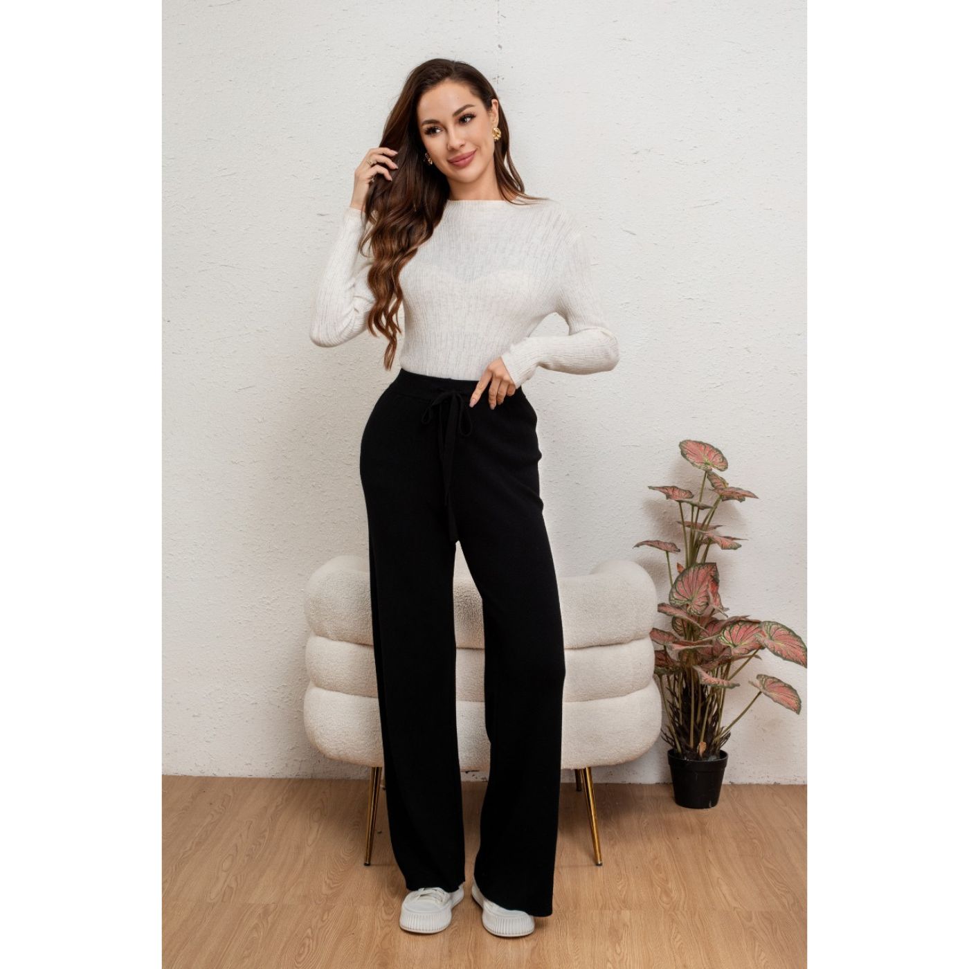 PANTALON MUJER RECTO LANILLA TIRO ALTO FULL ELASTICADO 5053 - 1