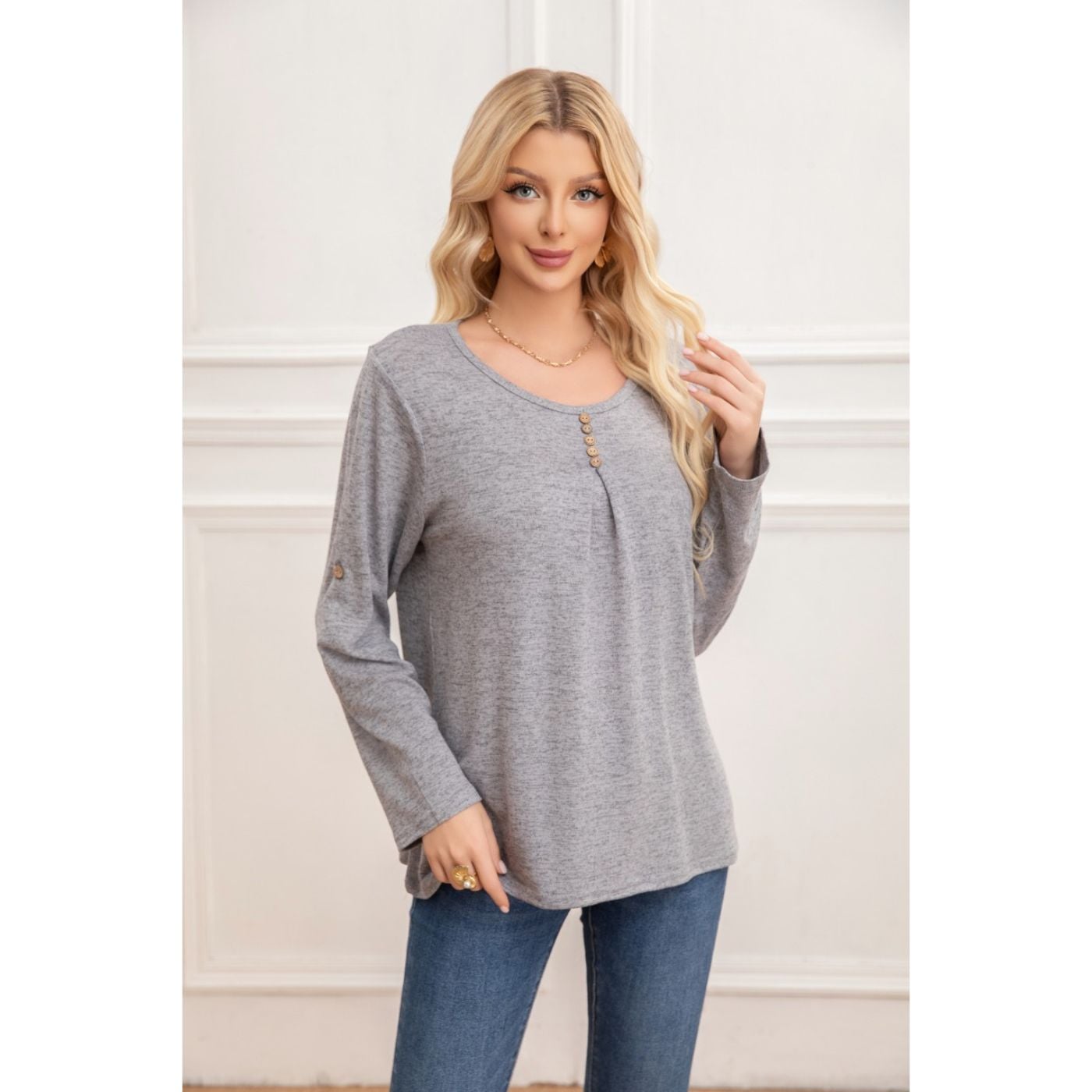 SWEATER MUJER TEJIDO CUELLO REDONDO MANGA LARGA 2006 - 1