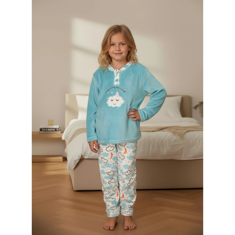 PIJAMA POLAR NIÑAS DISEÑOS NUBE Y COLORES INVIERNO 476 - 1