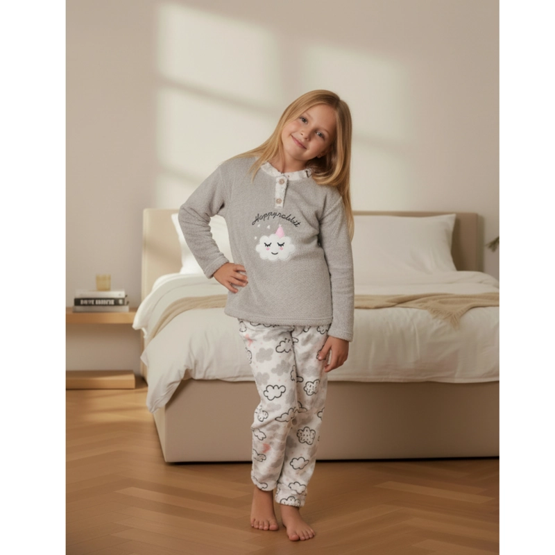 PIJAMA POLAR NIÑAS DISEÑOS NUBE Y COLORES INVIERNO 476 - 2